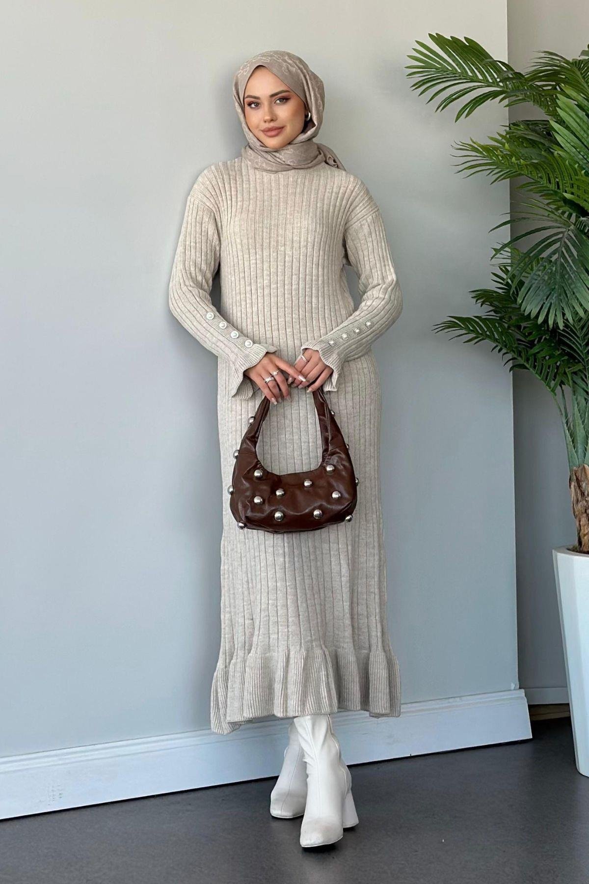 Yakut Triko Elbise Taş, Fiyatları Haza Moda | Tesettür Giyim | Yakut Triko Elbise Taş