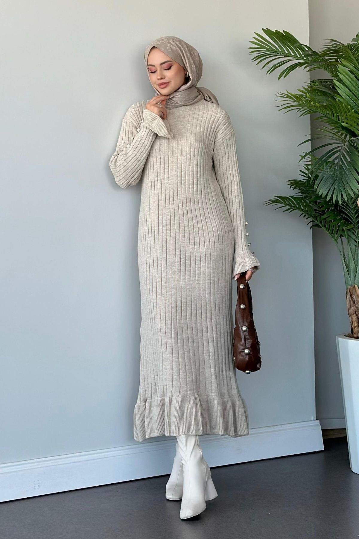 Yakut Triko Elbise Taş, Fiyatları Haza Moda | Tesettür Giyim | Yakut Triko Elbise Taş