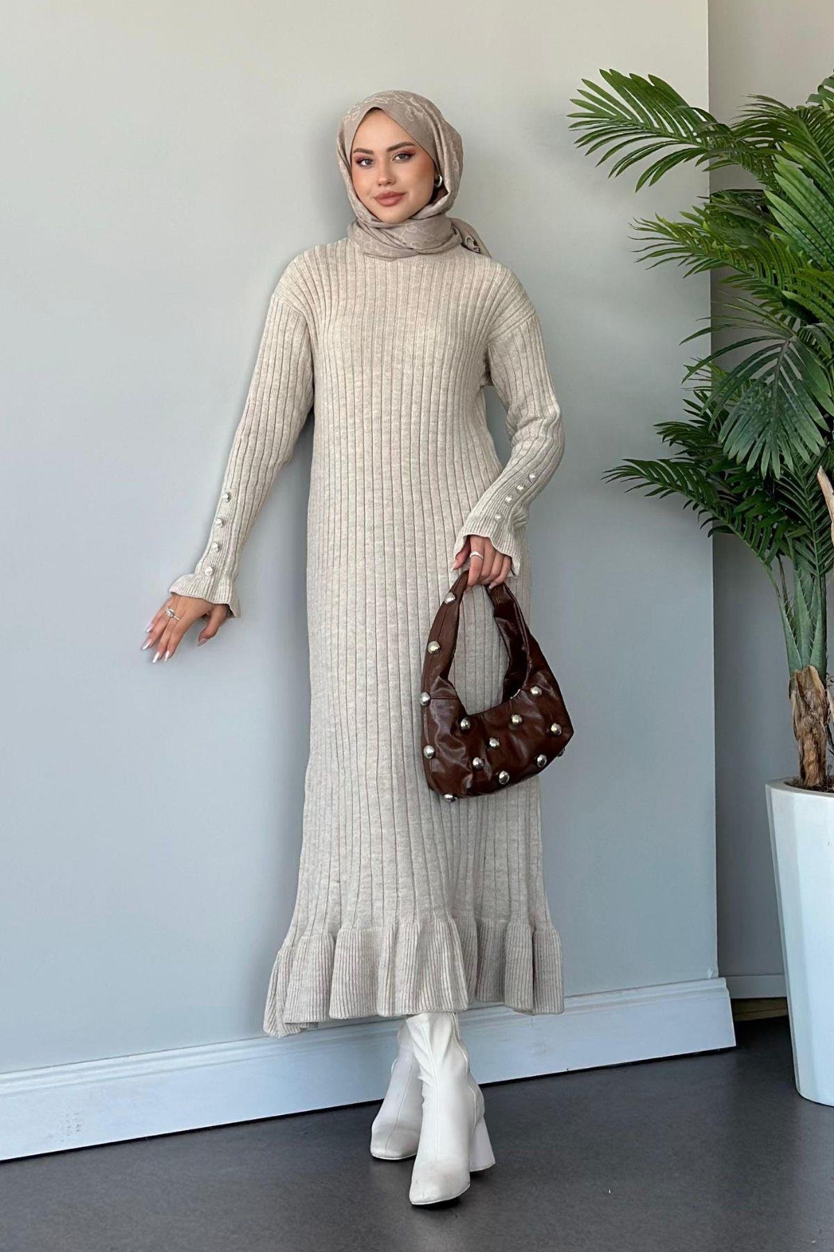 Yakut Triko Elbise Taş, Fiyatları Haza Moda | Tesettür Giyim | Yakut Triko Elbise Taş