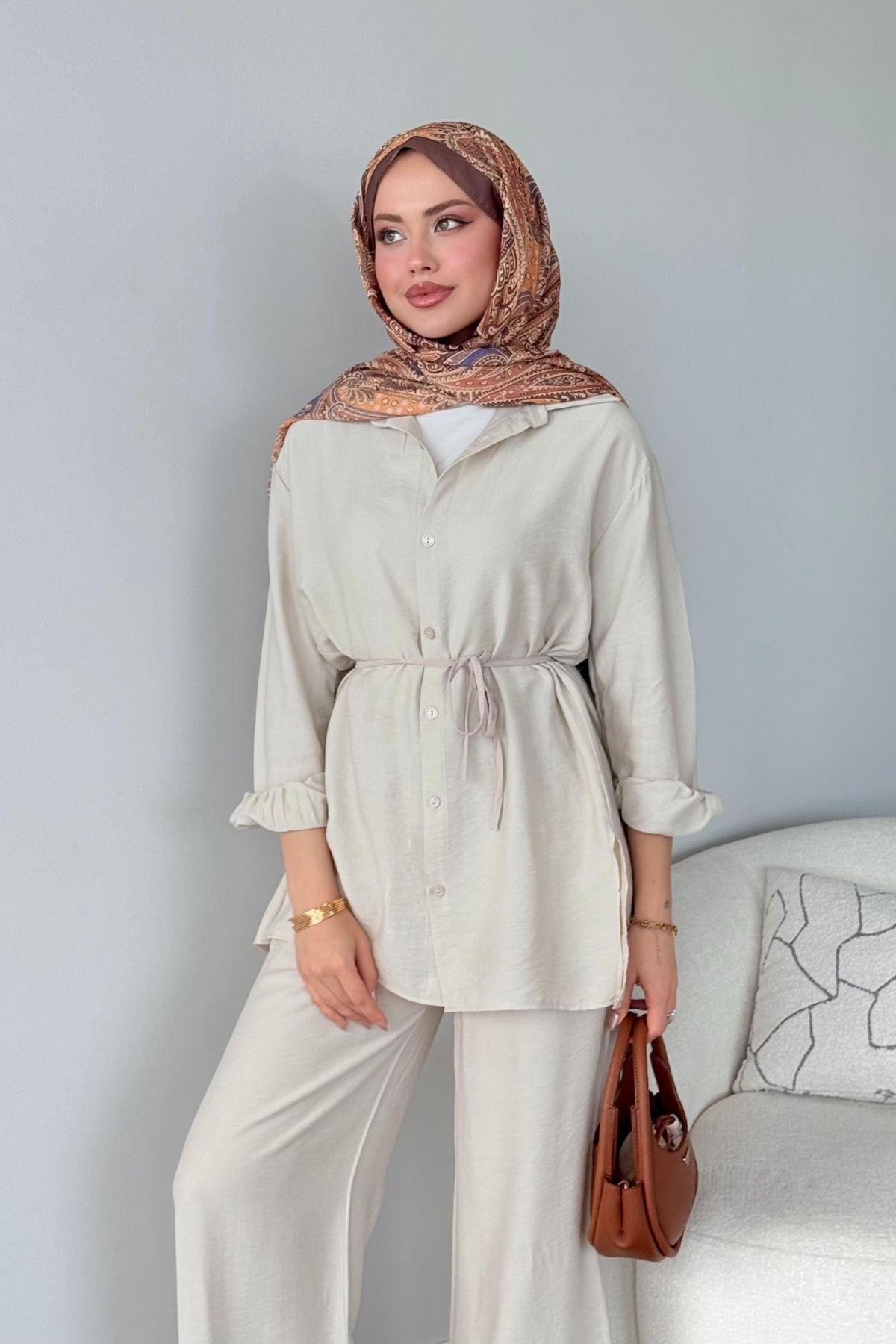 Yalıkavak İkili Takım Bej, Fiyatları Yalıkavak İkili Takım Bej- Haza Moda 