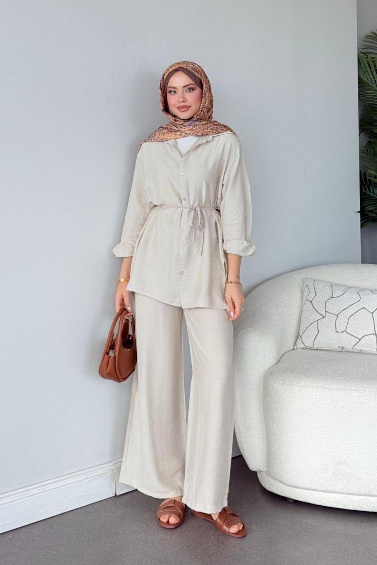 Yalıkavak İkili Takım Bej, Fiyatları Yalıkavak İkili Takım Bej- Haza Moda 
