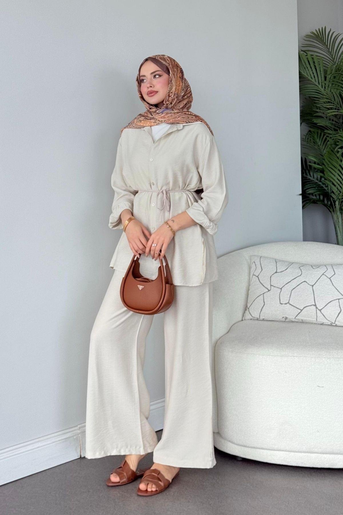 Yalıkavak İkili Takım Bej, Fiyatları Yalıkavak İkili Takım Bej- Haza Moda 