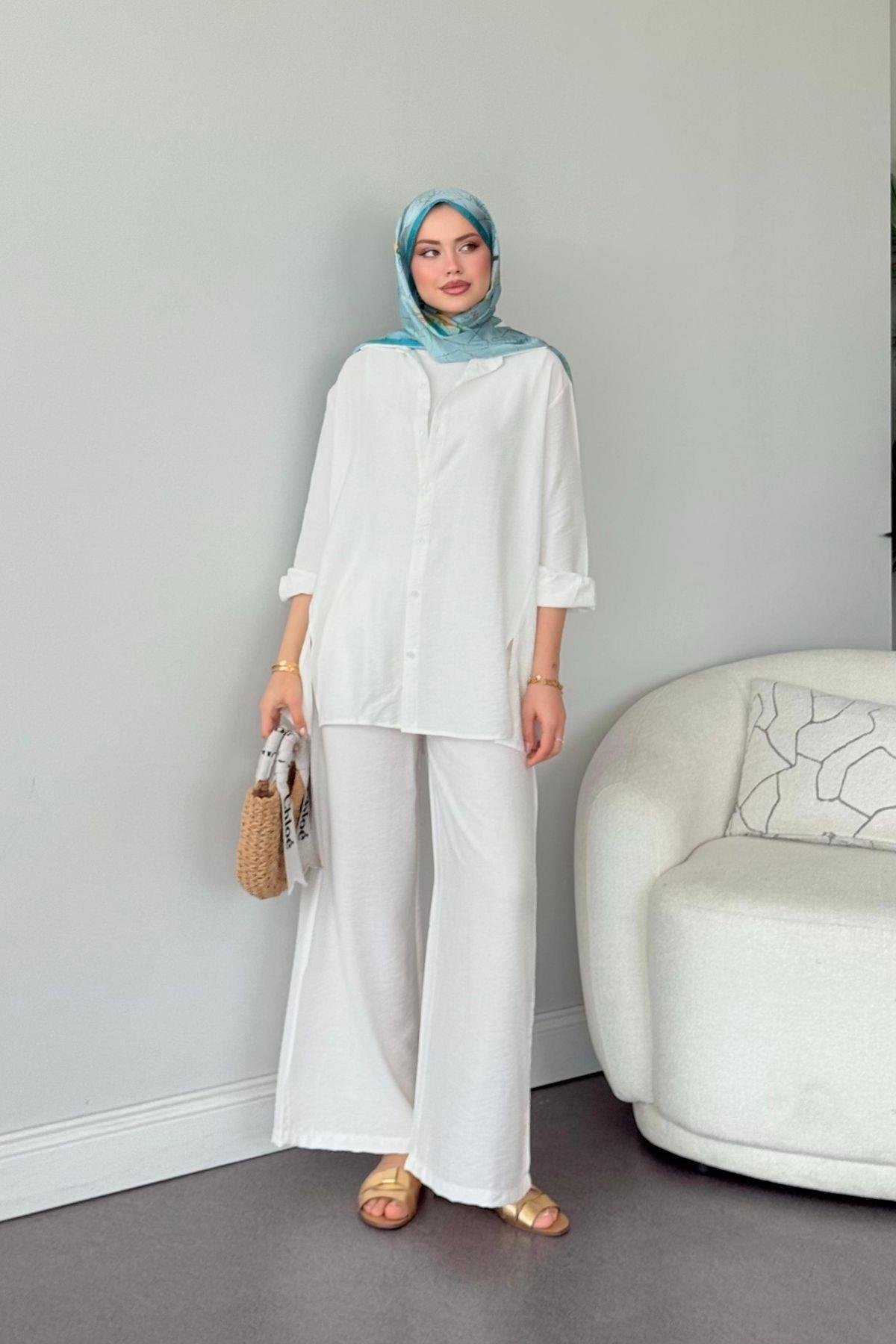 Yalıkavak İkili Takım Beyaz, Fiyatları Yalıkavak İkili Takım Beyaz- Haza Moda 