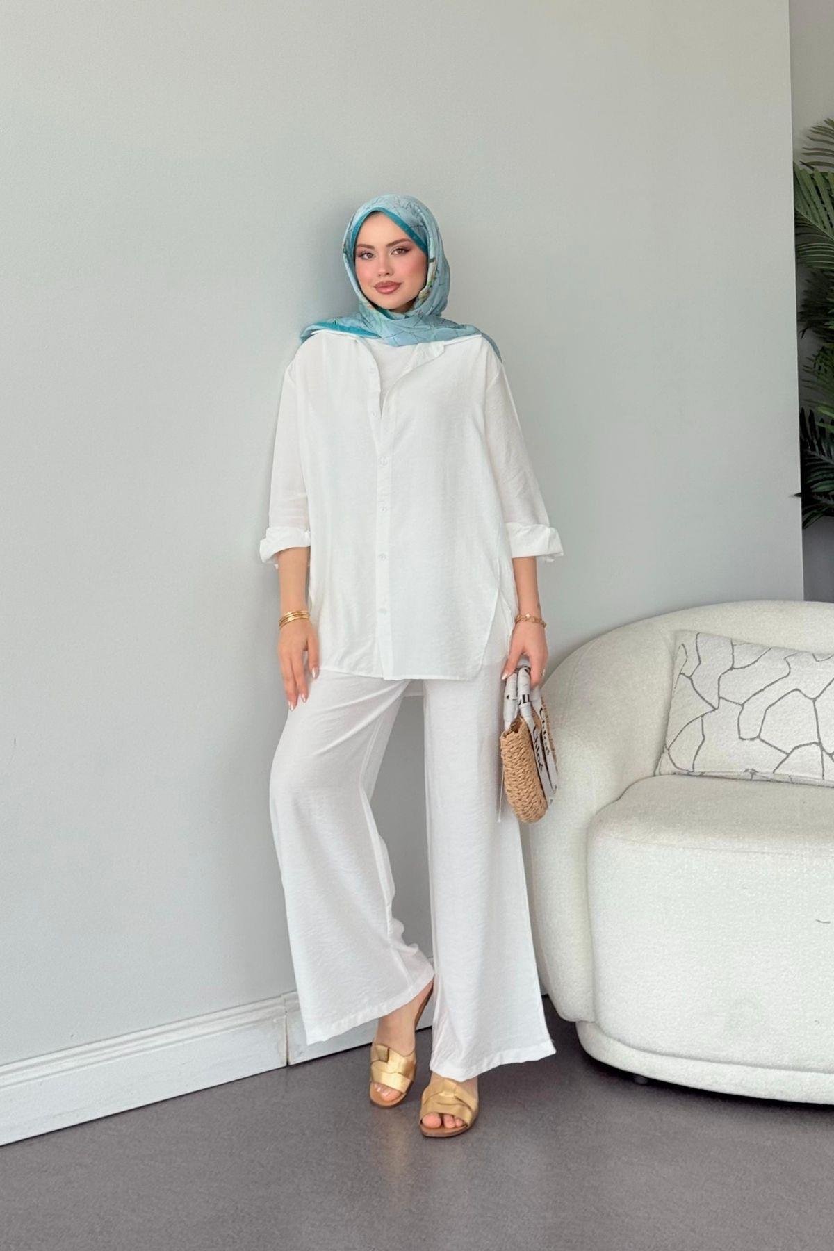 Yalıkavak İkili Takım Beyaz, Fiyatları Yalıkavak İkili Takım Beyaz- Haza Moda 