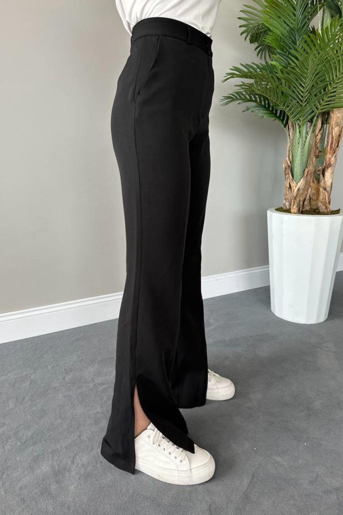 Yandan Yırtmaçlı Palazzo Pantolon Siyah, Fiyatları 