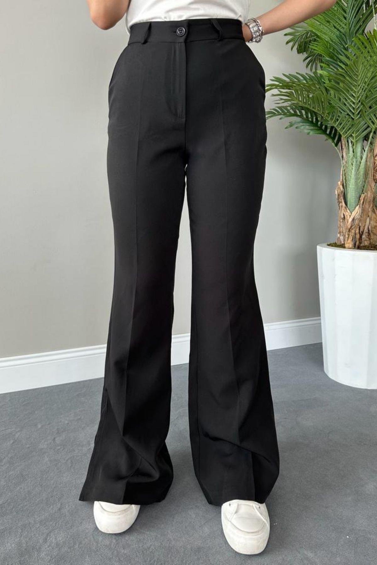 Yandan Yırtmaçlı Palazzo Pantolon Siyah, Fiyatları 