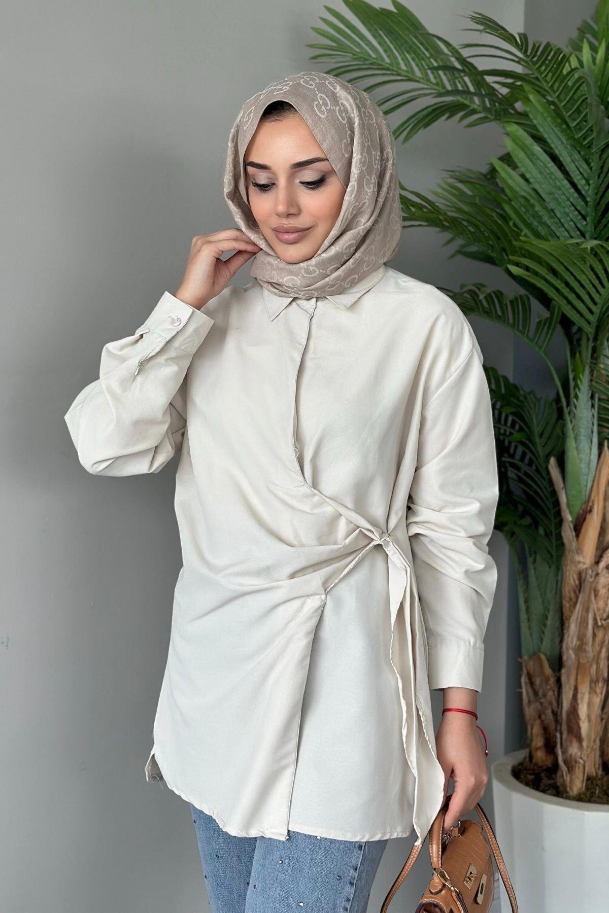 Yanı Düğmeli Gömlek Bej, Fiyatları 