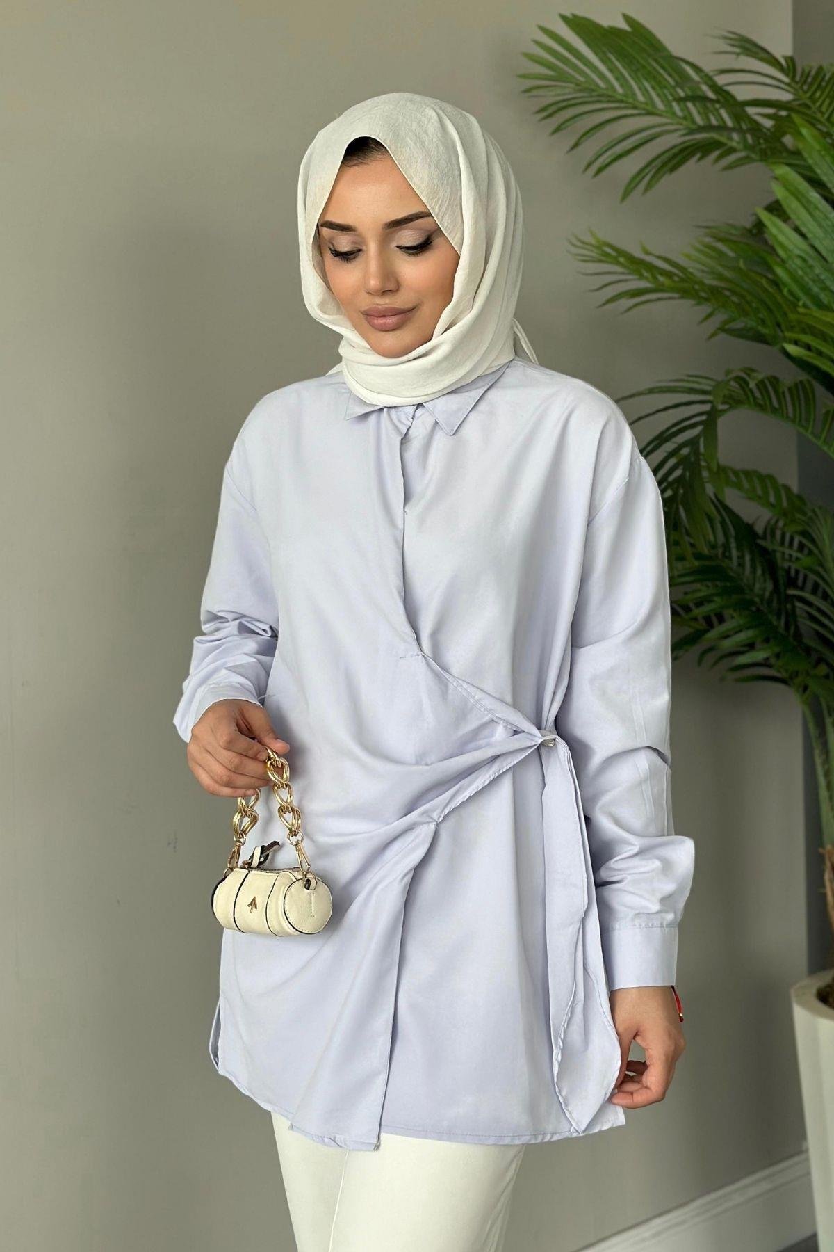 Yanı Düğmeli Gömlek Lila, Fiyatları 