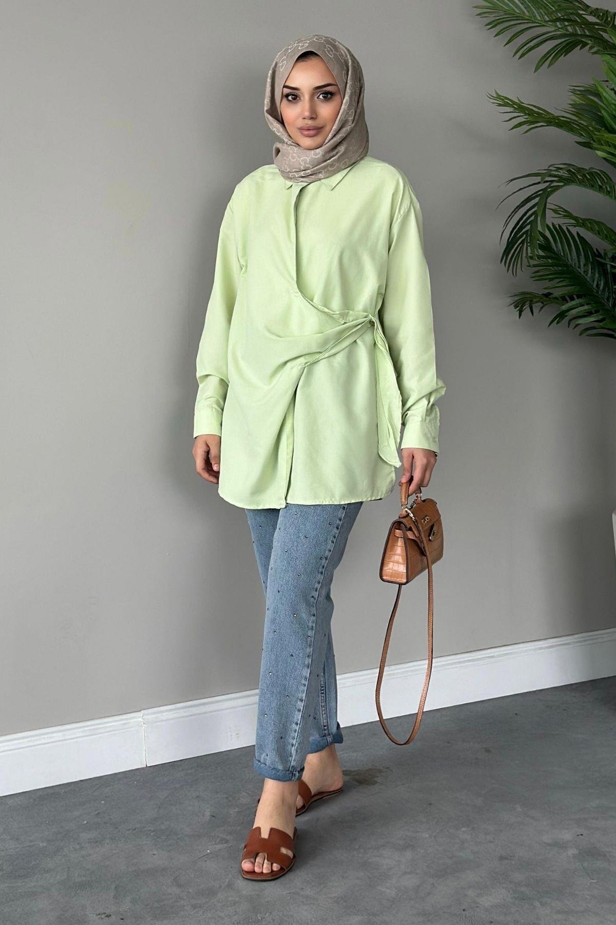 Yanı Düğmeli Gömlek Yeşil, Fiyatları 