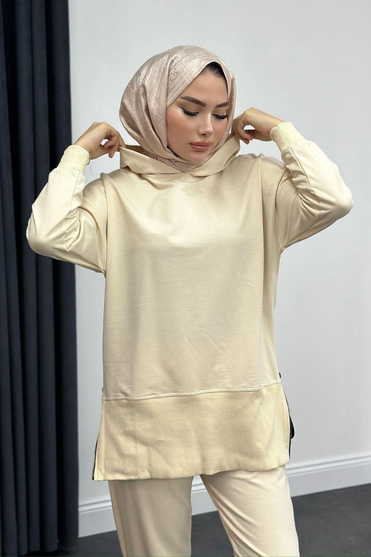 Yanı Fermuarlı Eşofman Takımı Bej, Fiyatları 