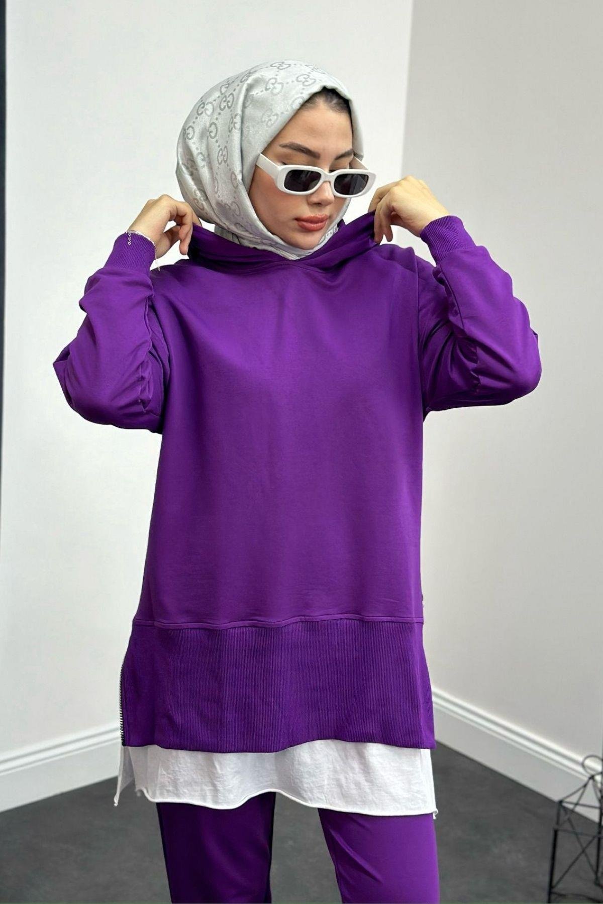 Yanı Fermuarlı Eşofman Takımı Mor, Fiyatları 