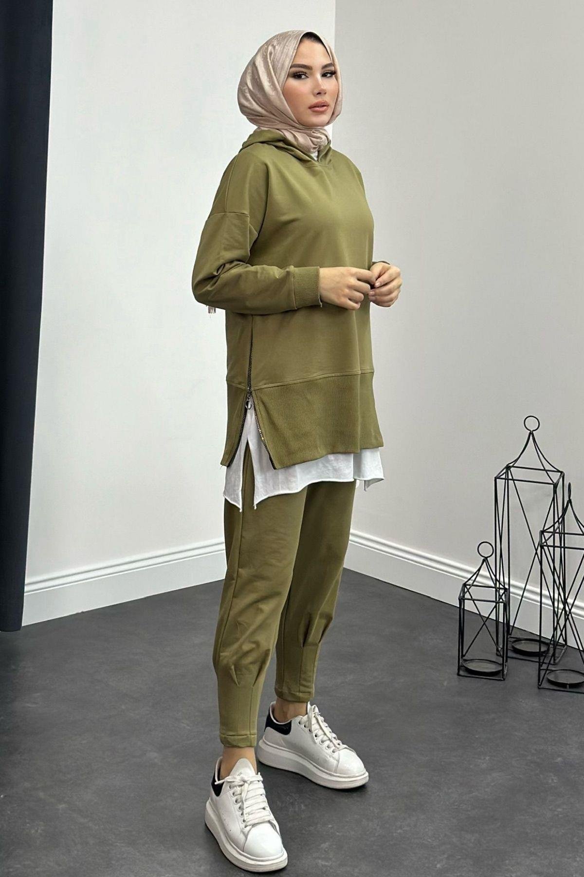 Yanı Fermuarlı Eşofman Takımı Yağyeşili, Fiyatları 