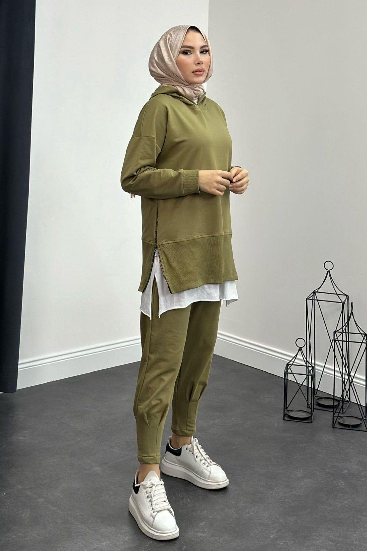 Yanı Fermuarlı Eşofman Takımı Yağyeşili, Fiyatları 