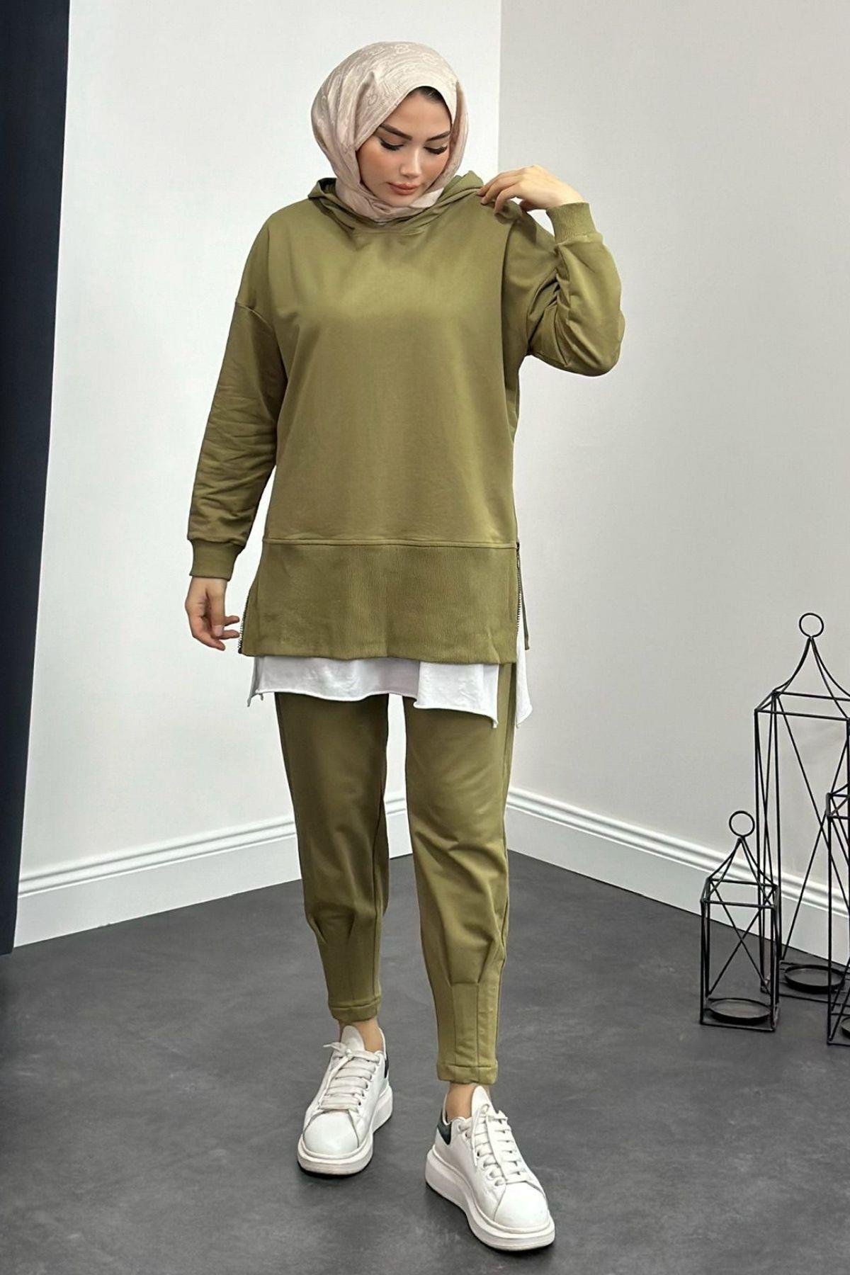 Yanı Fermuarlı Eşofman Takımı Yağyeşili, Fiyatları 