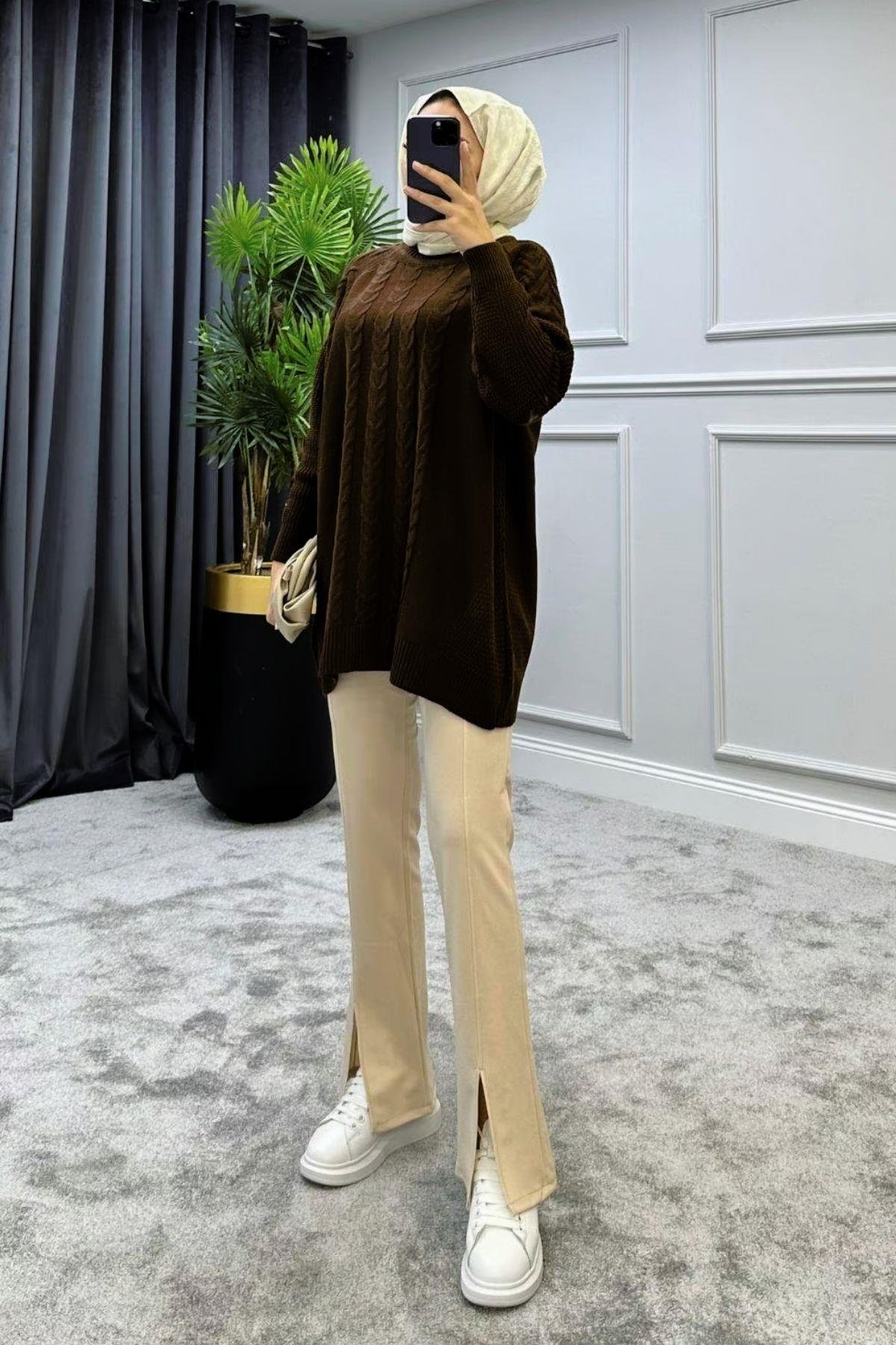 Yarı Örgü Kazak Kahve, Fiyatları 