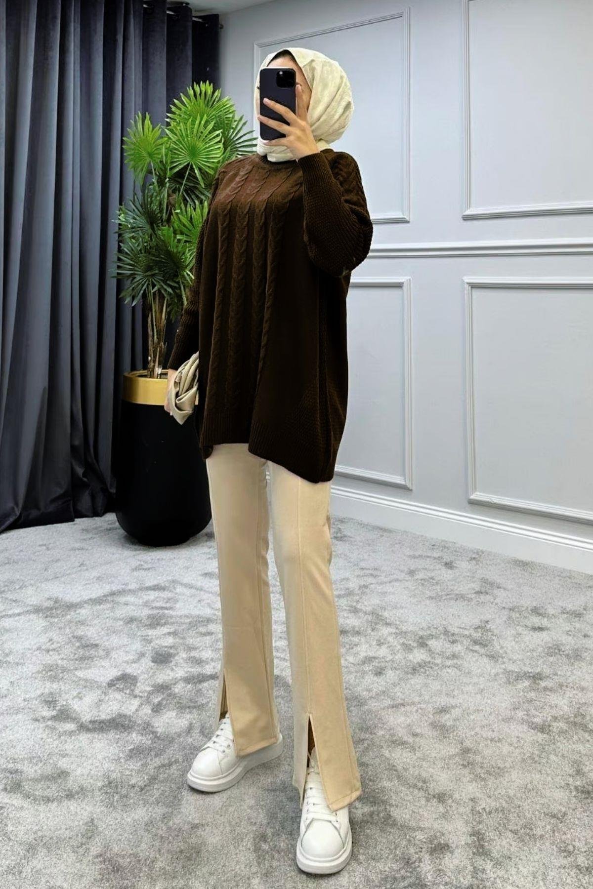 Yarı Örgü Kazak Kahve, Fiyatları 