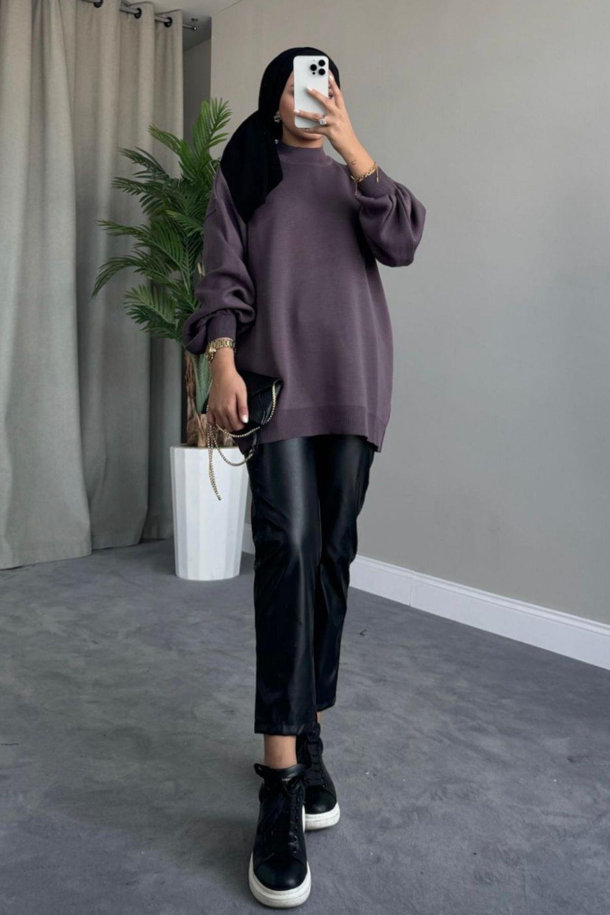 Yarım Boğazlı Triko Kazak Vizon, Fiyatları Yarım Boğazlı Triko Kazak Vizon – Haza Moda | Tesettür Giyim