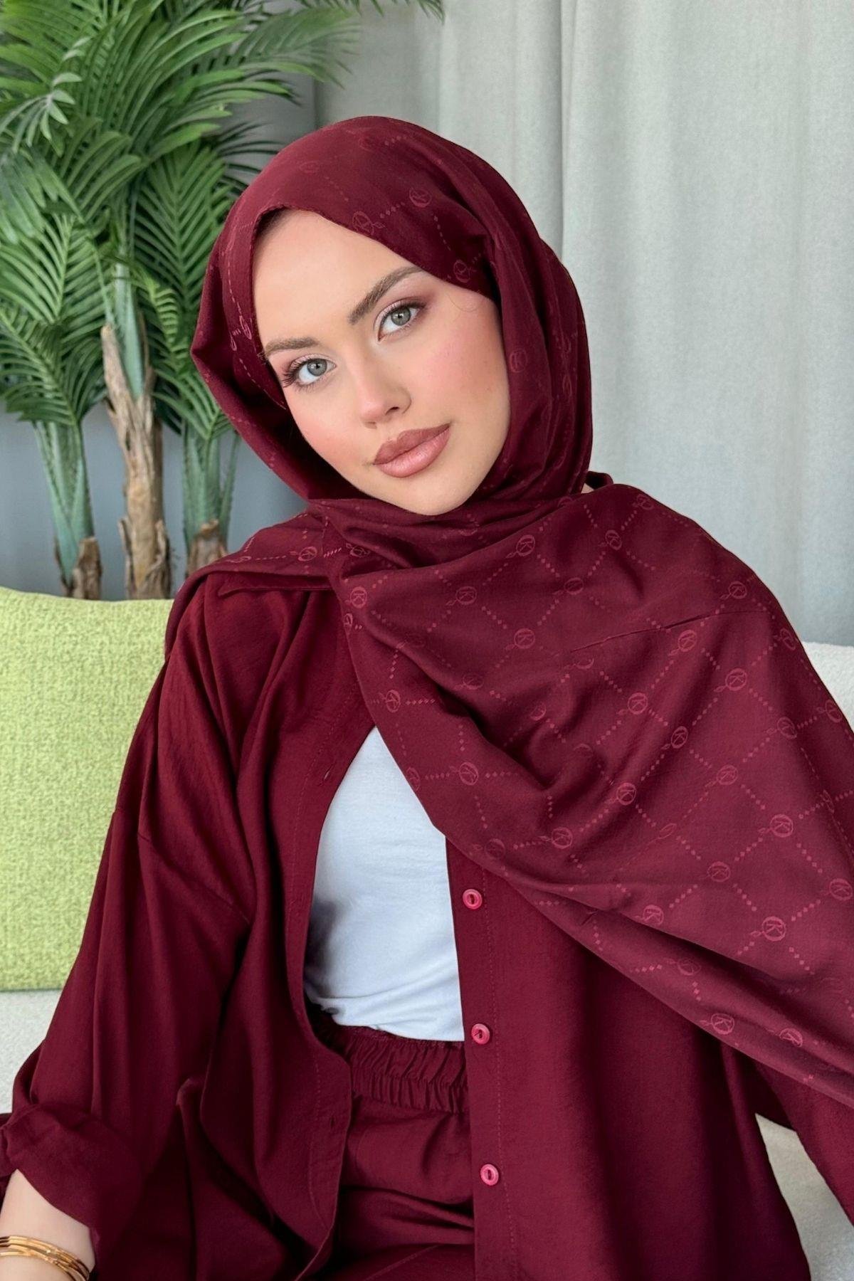 Yaz Esintisi Desen Şal Bordo, Fiyatları Yaz Esintisi Desen Şal Bordo- Haza Moda 