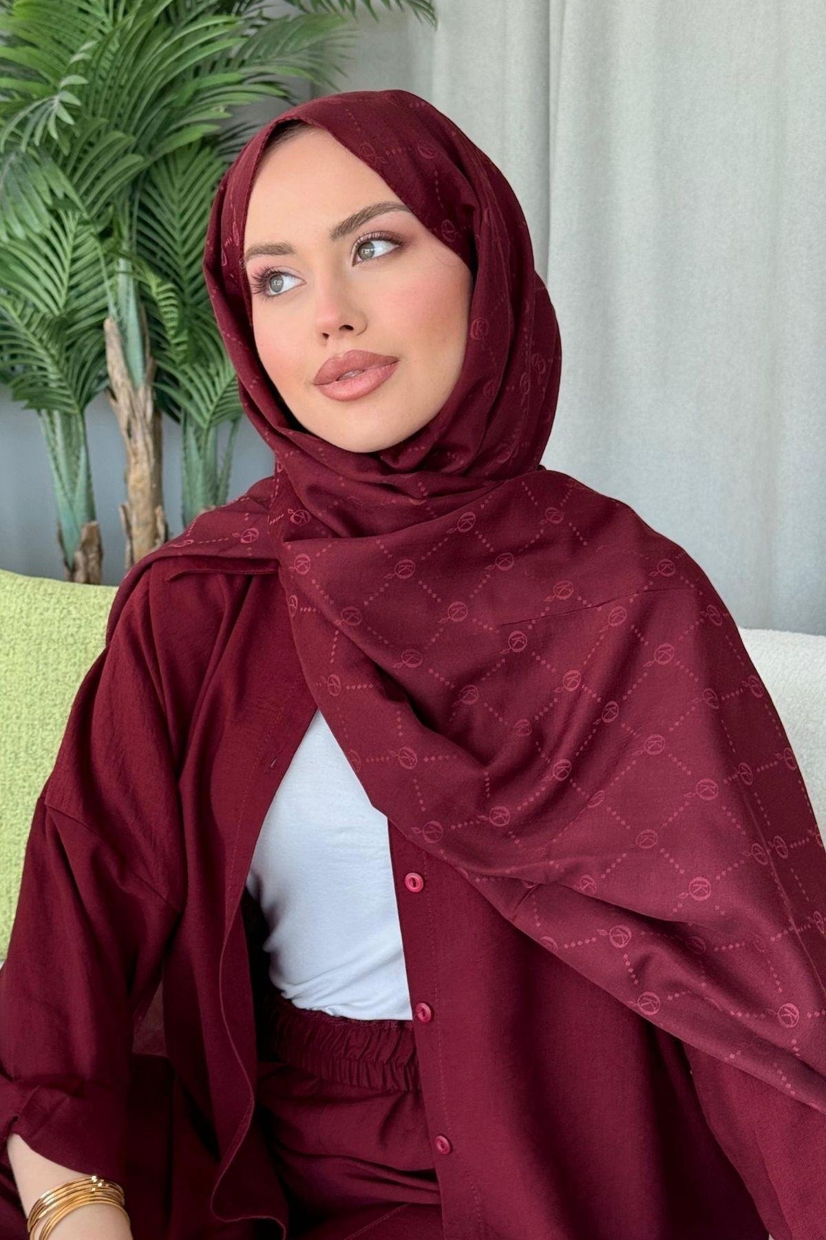 Yaz Esintisi Desen Şal Bordo, Fiyatları Yaz Esintisi Desen Şal Bordo- Haza Moda 