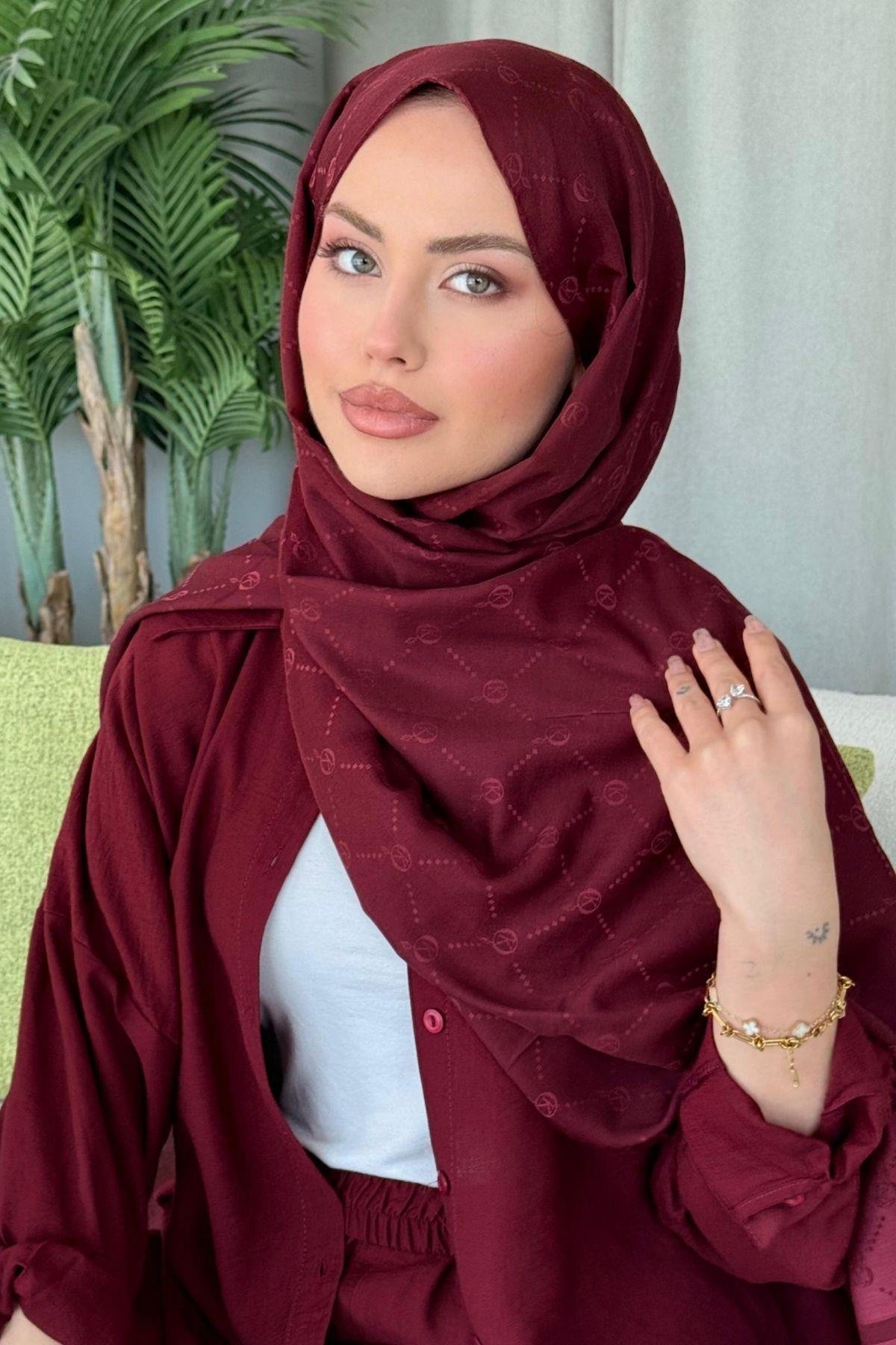 Yaz Esintisi Desen Şal Bordo, Fiyatları Yaz Esintisi Desen Şal Bordo- Haza Moda 