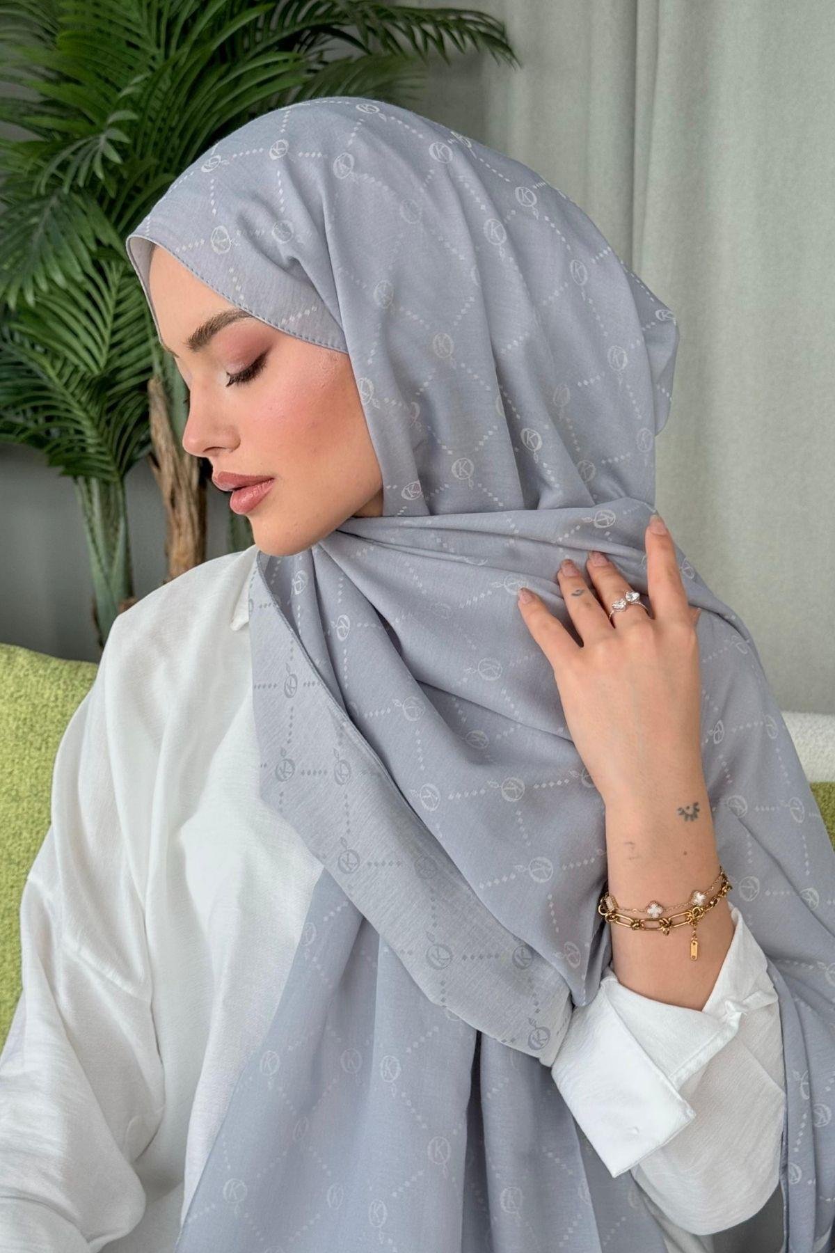 Yaz Esintisi Desen Şal Gri, Fiyatları Yaz Esintisi Desen Şal Gri- Haza Moda 