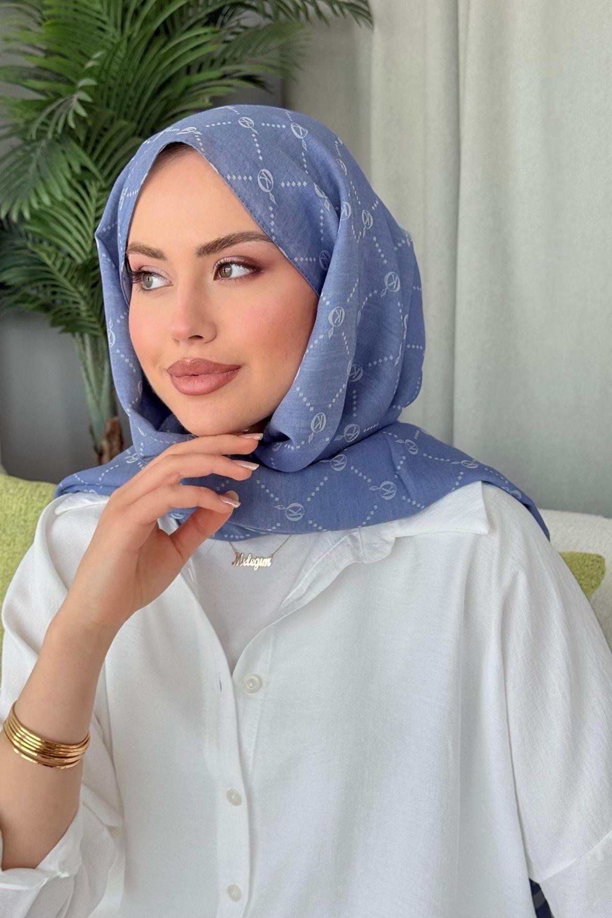 Yaz Esintisi Desen Şal İndigo, Fiyatları Yaz Esintisi Desen Şal İndigo- Haza Moda 