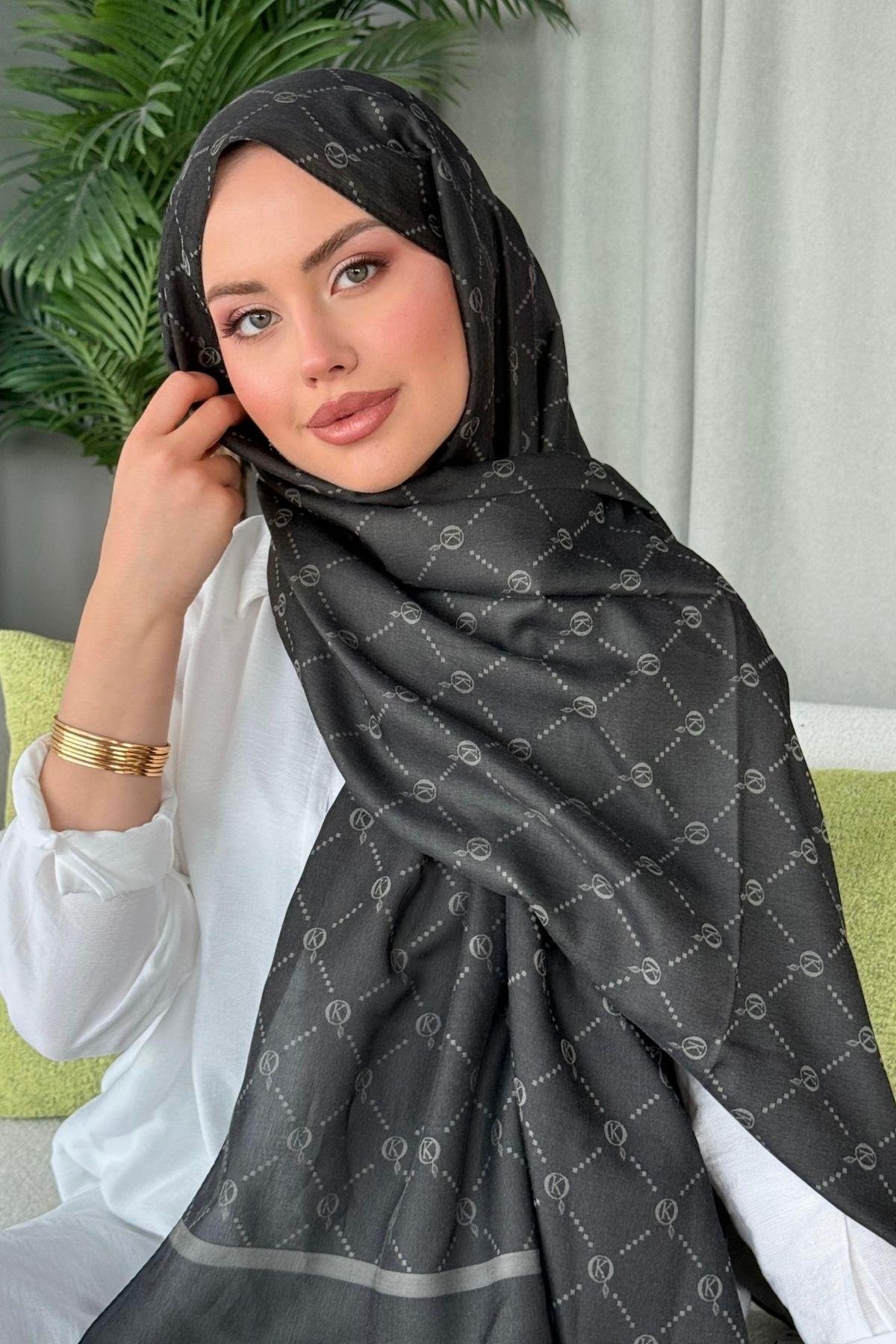 Yaz Esintisi Desen Şal Siyah, Fiyatları Yaz Esintisi Desen Şal Siyah- Haza Moda 