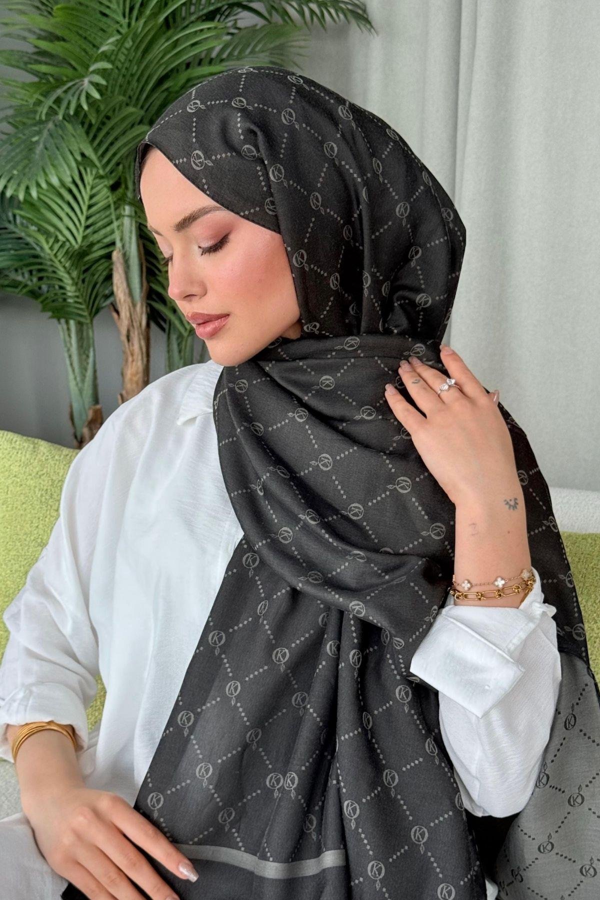 Yaz Esintisi Desen Şal Siyah, Fiyatları Yaz Esintisi Desen Şal Siyah- Haza Moda 