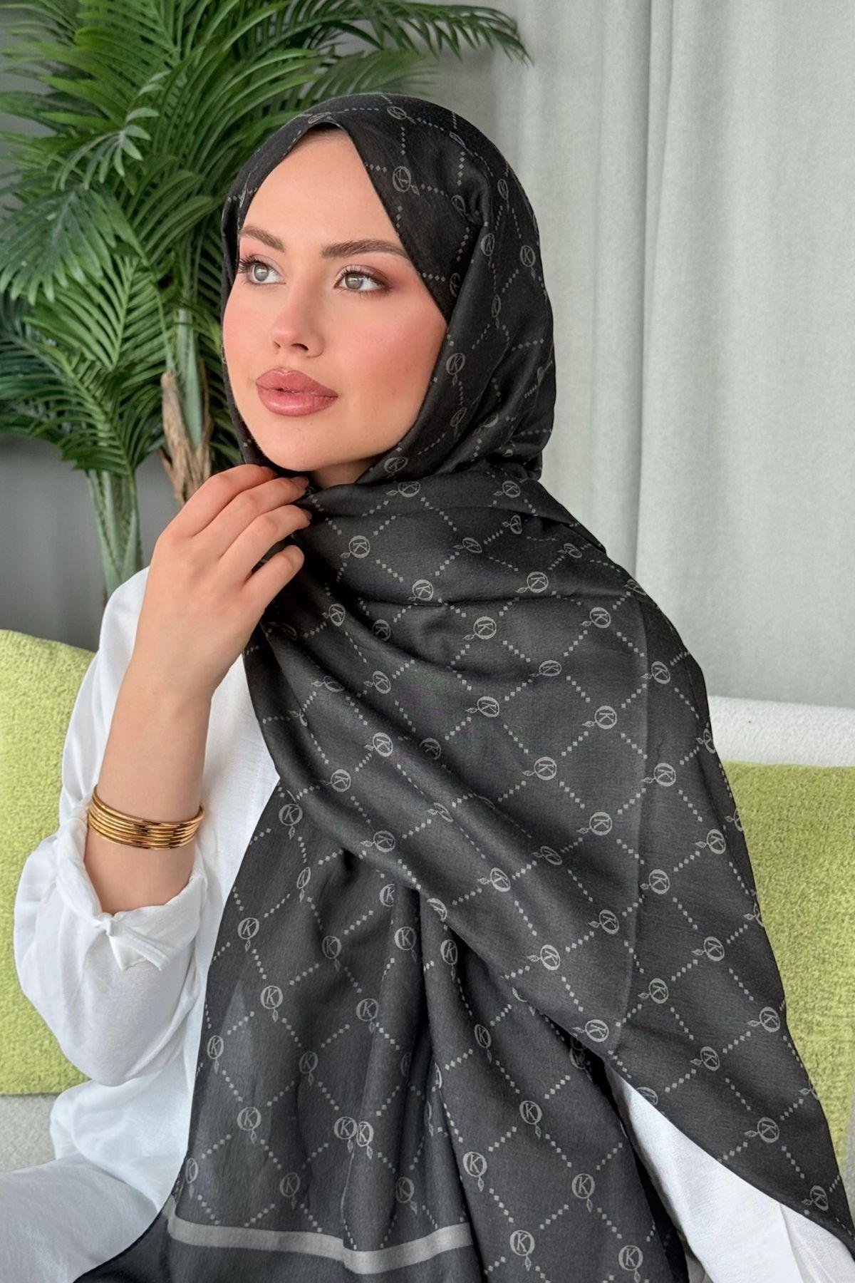 Yaz Esintisi Desen Şal Siyah, Fiyatları Yaz Esintisi Desen Şal Siyah- Haza Moda 