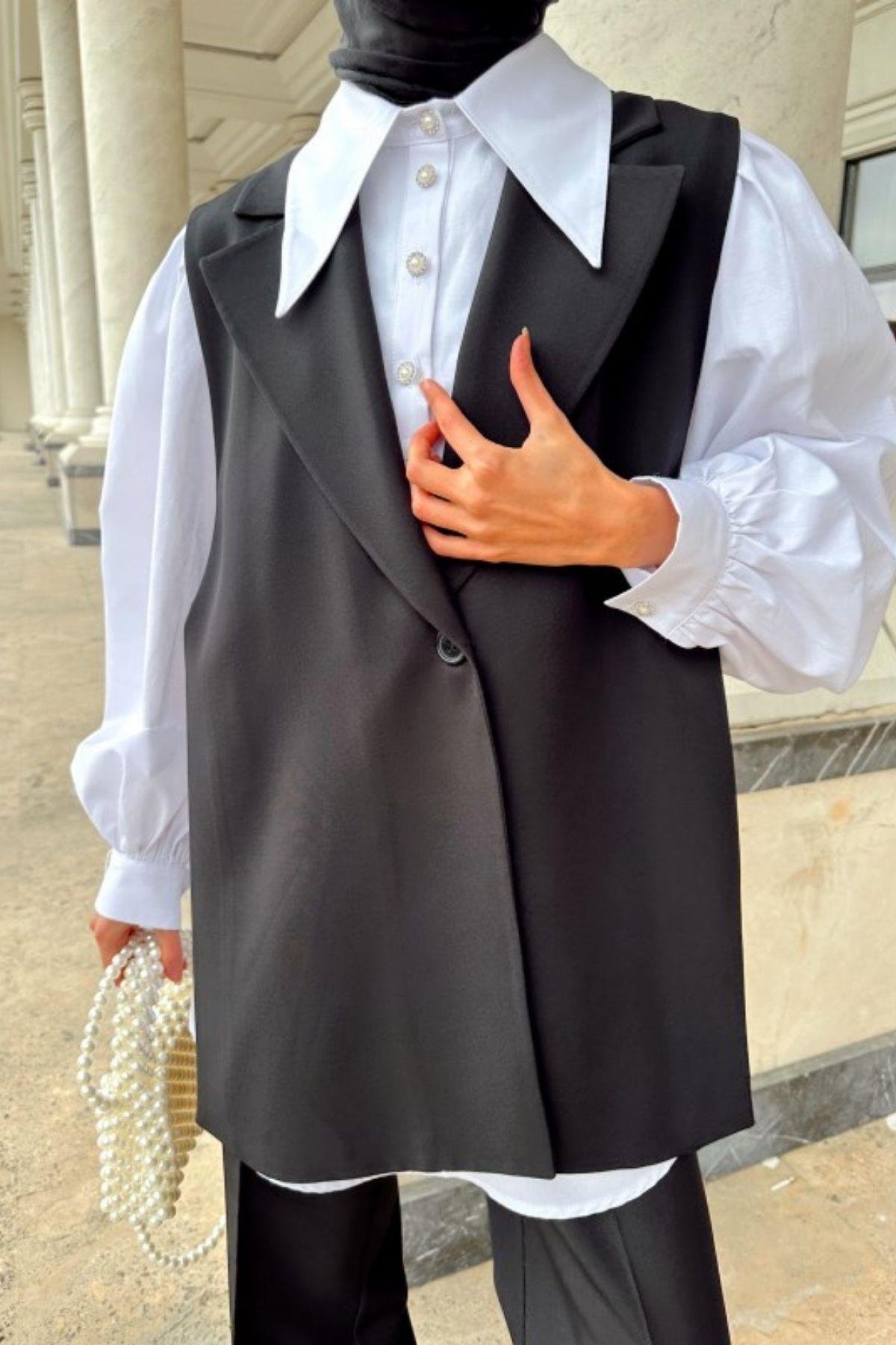 Yırtmaçlı Yelek Takım Siyah, Fiyatları 