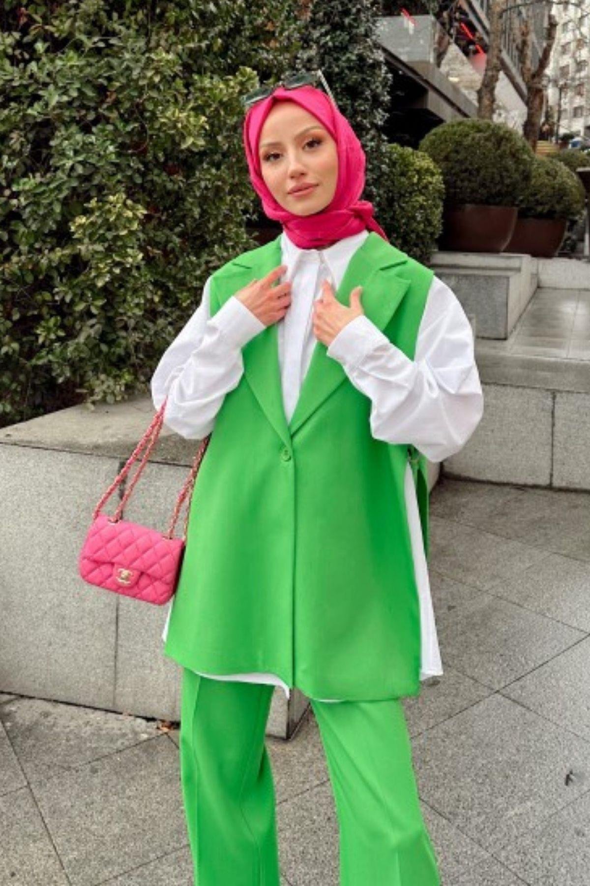 Yırtmaçlı Yelek Takım Yeşil, Fiyatları 