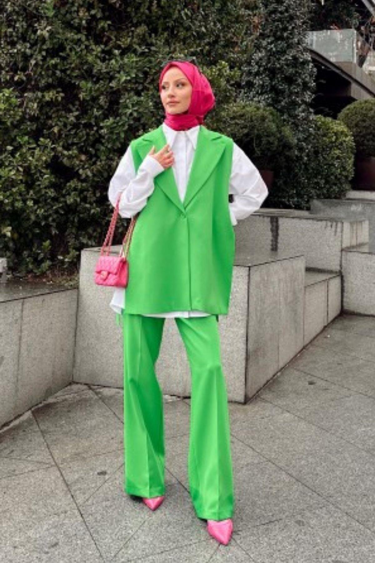 Yırtmaçlı Yelek Takım Yeşil, Fiyatları 