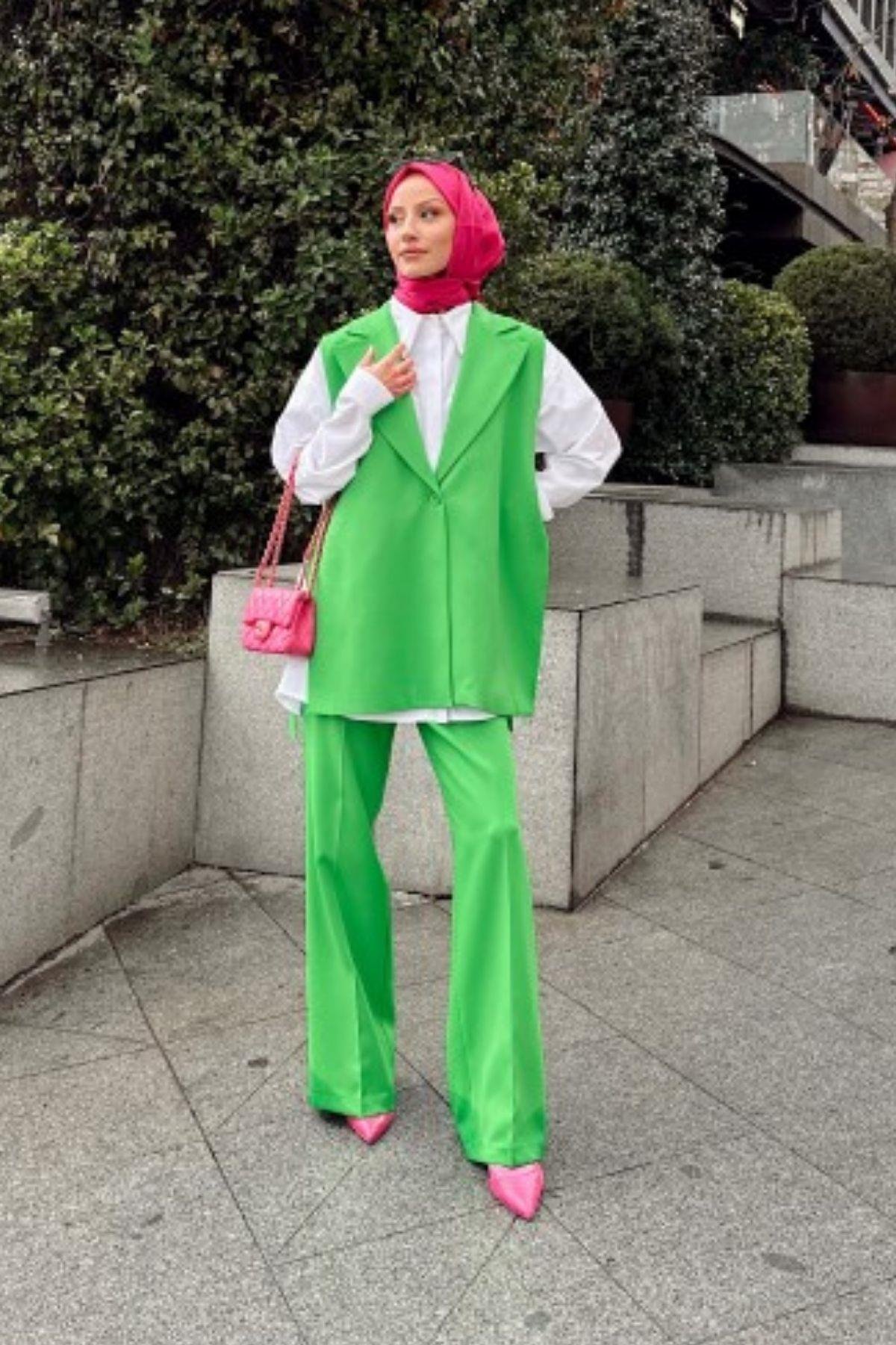 Yırtmaçlı Yelek Takım Yeşil, Fiyatları 