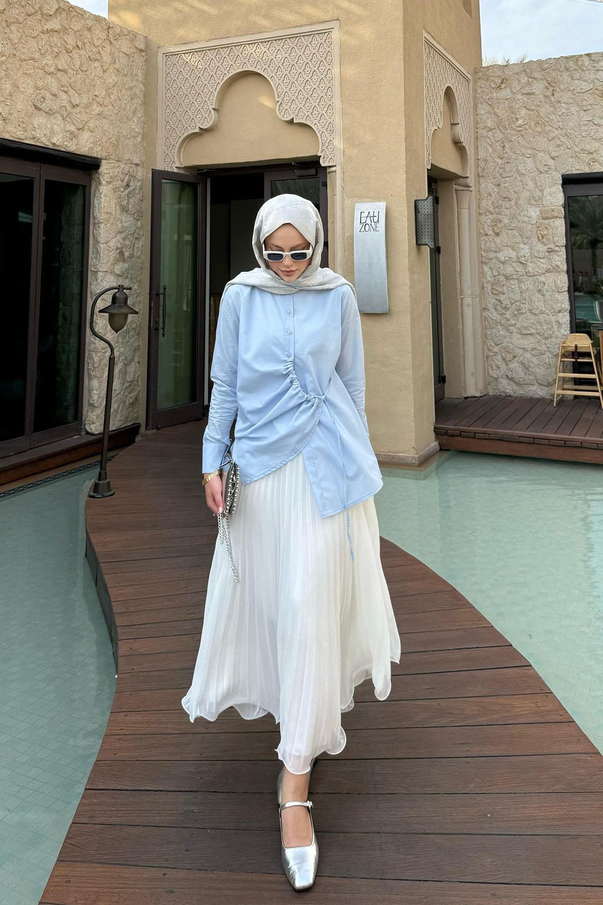 Yüsra Gömlek Bebe Mavi, Fiyatları Yüsra Gömlek Bebe Mavi- Haza Moda