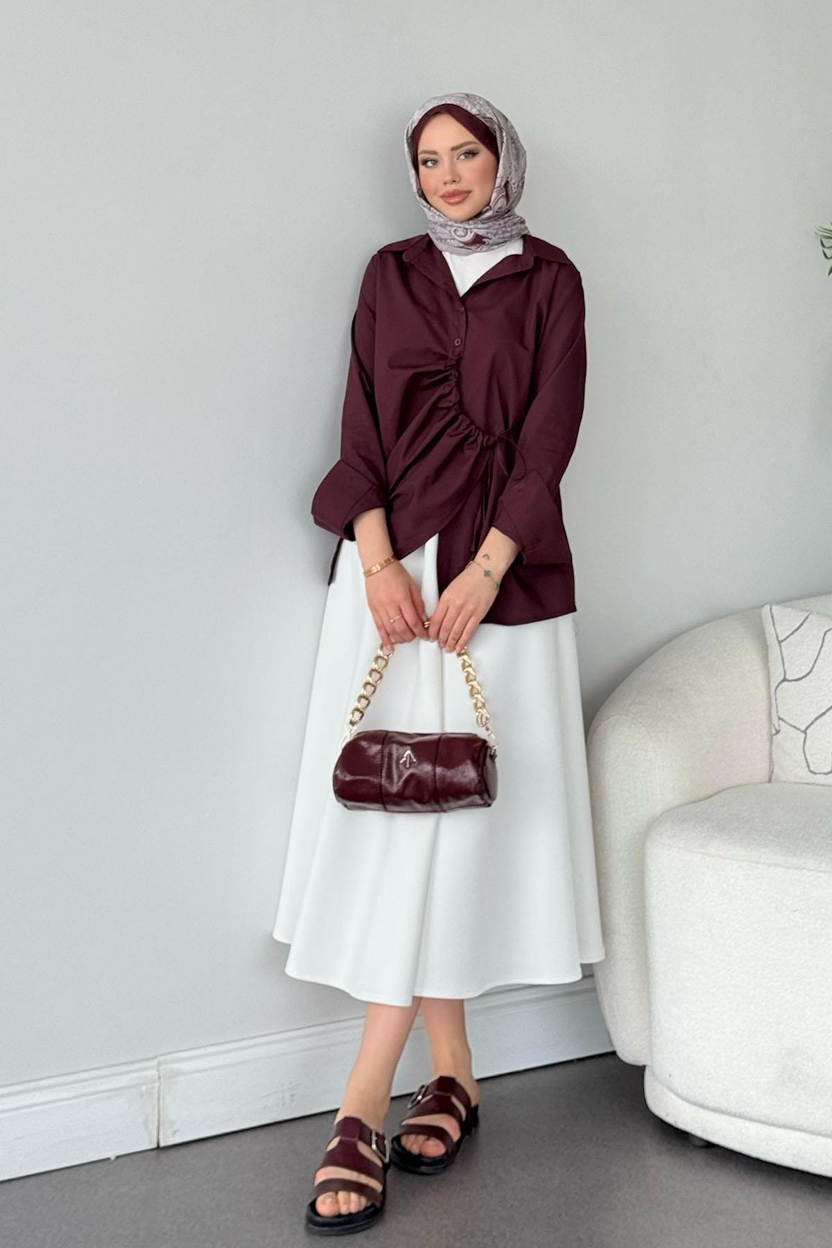 Yüsra Gömlek Cherry, Fiyatları Yüsra Gömlek Cherry - Haza Moda