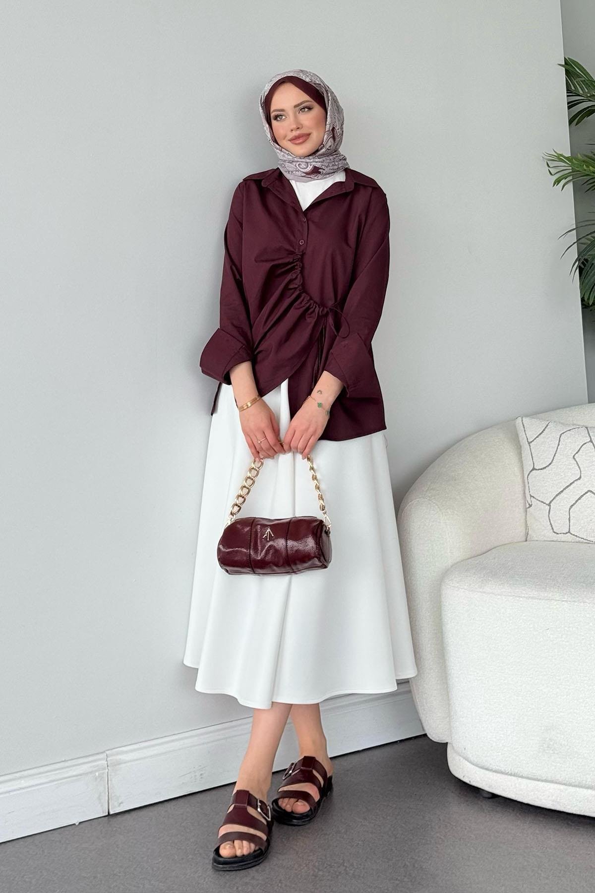 Yüsra Gömlek Cherry, Fiyatları Yüsra Gömlek Cherry - Haza Moda