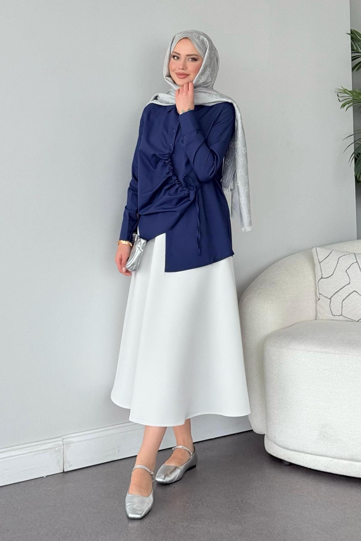 Yüsra Gömlek Lacivert, Fiyatları Yüsra Gömlek Lacivert- Haza Moda