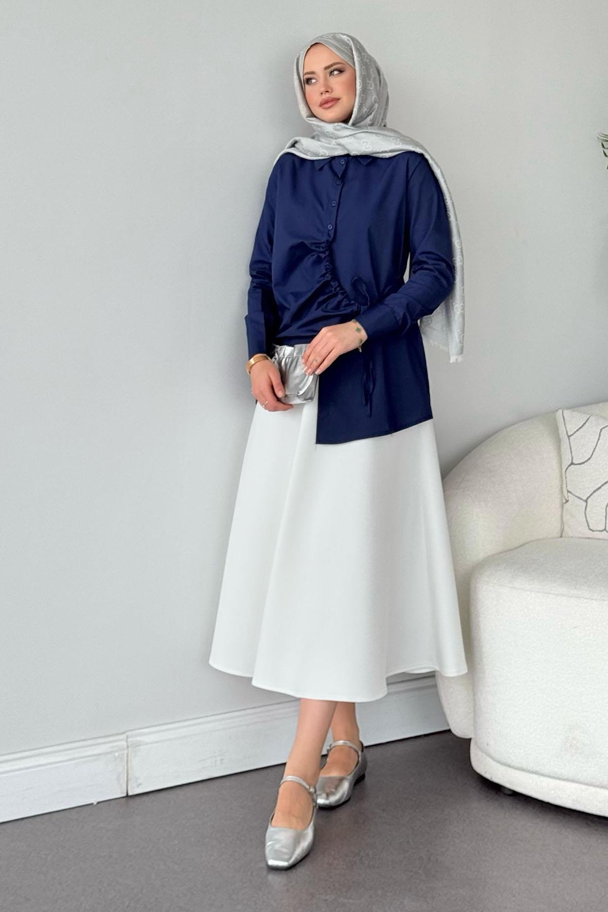 Yüsra Gömlek Lacivert, Fiyatları Yüsra Gömlek Lacivert- Haza Moda