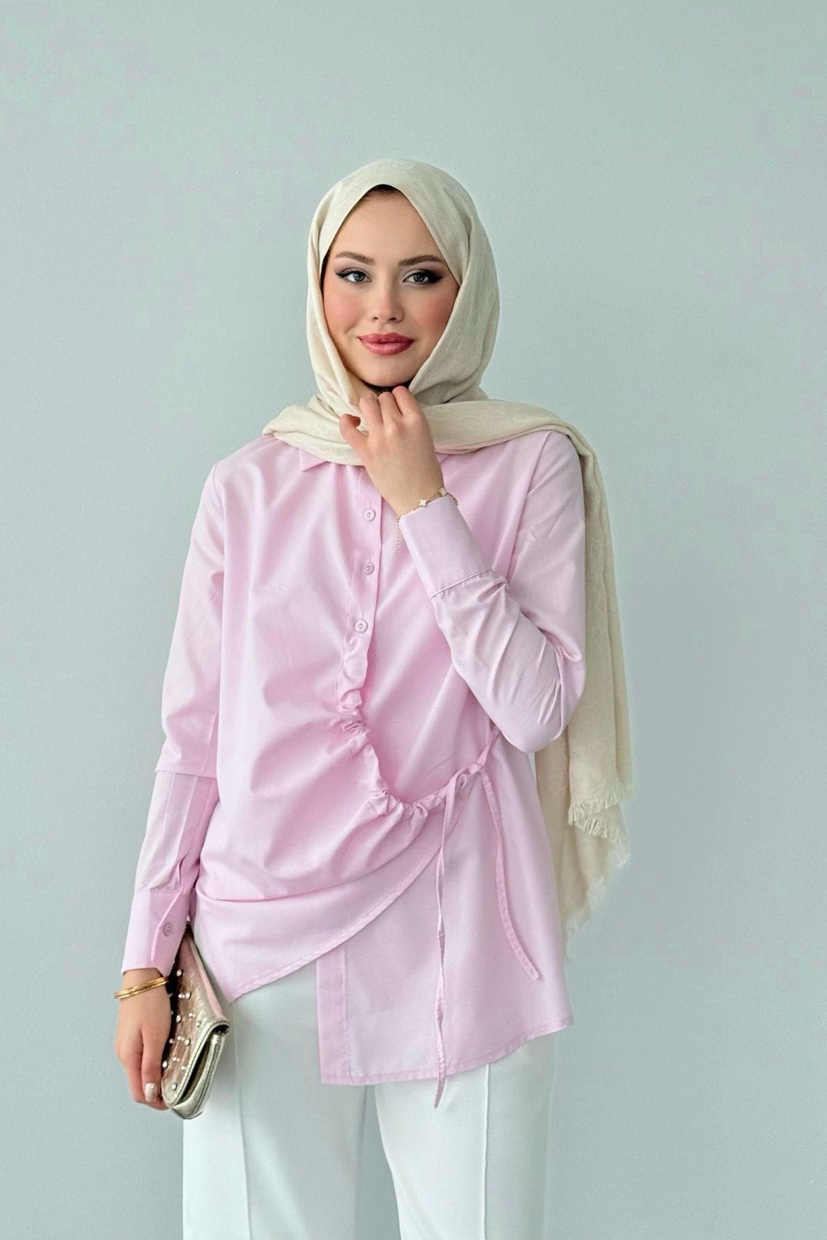 Yüsra Gömlek Pembe, Fiyatları Yüsra Gömlek Pembe- Haza Moda