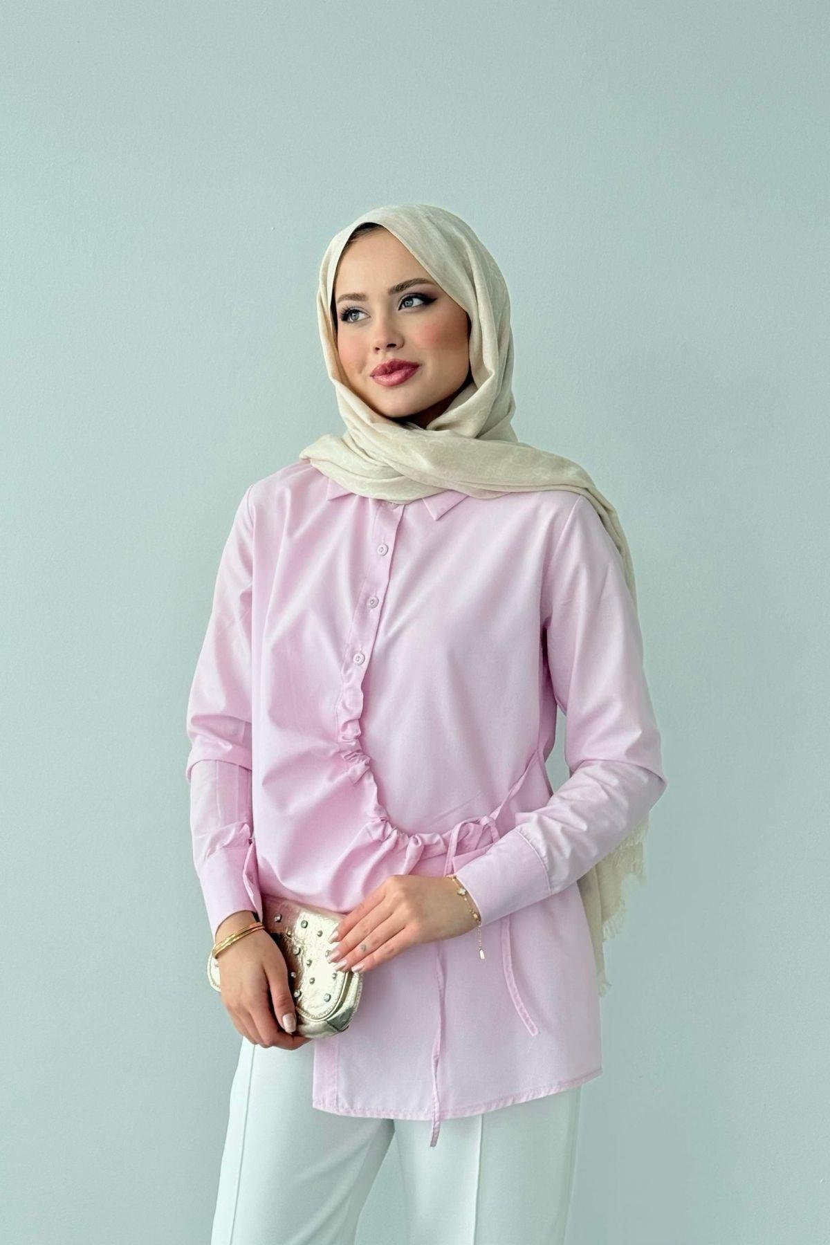 Yüsra Gömlek Pembe, Fiyatları Yüsra Gömlek Pembe- Haza Moda