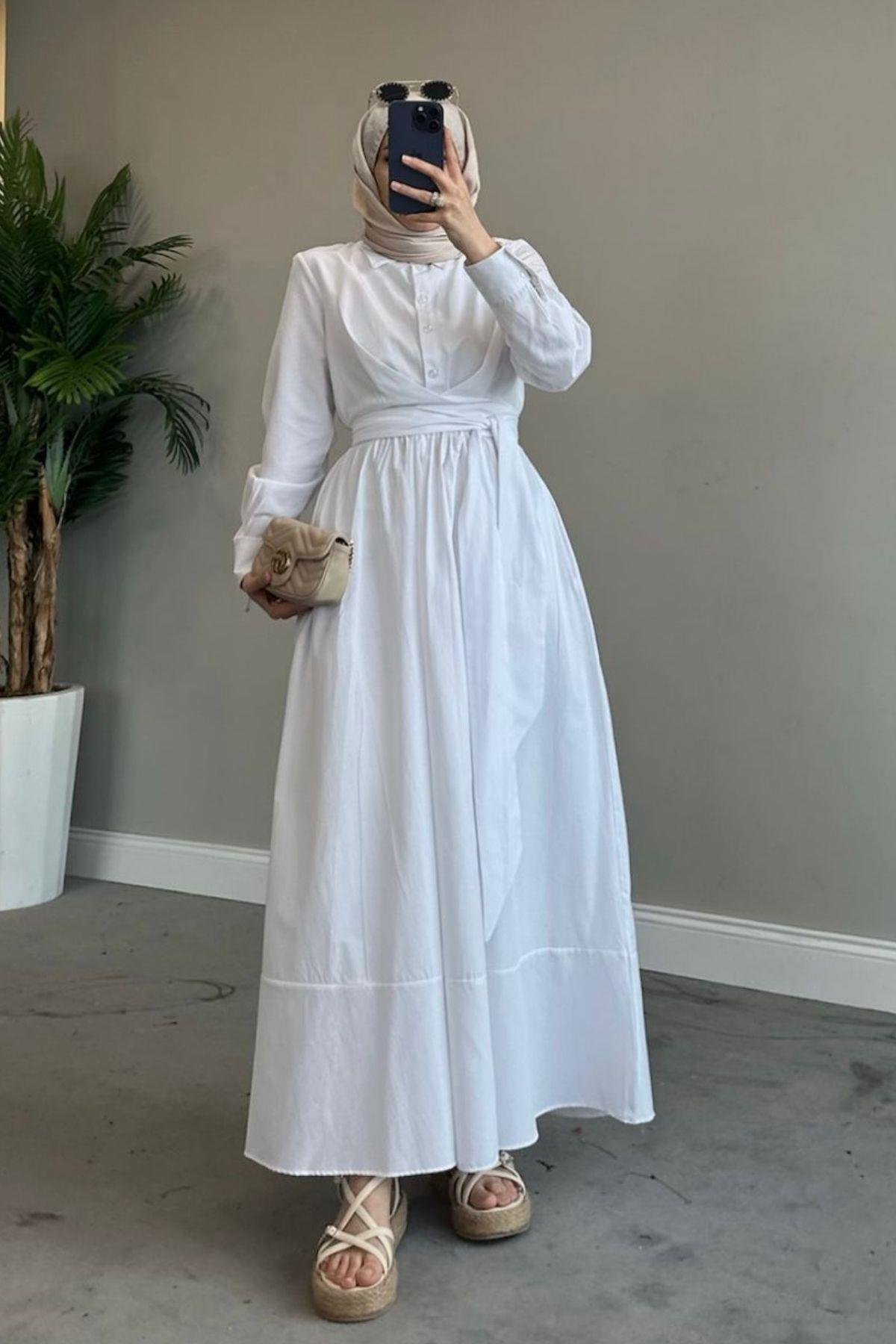 Zarif Bağlamalı Elbise Beyaz, Fiyatları 