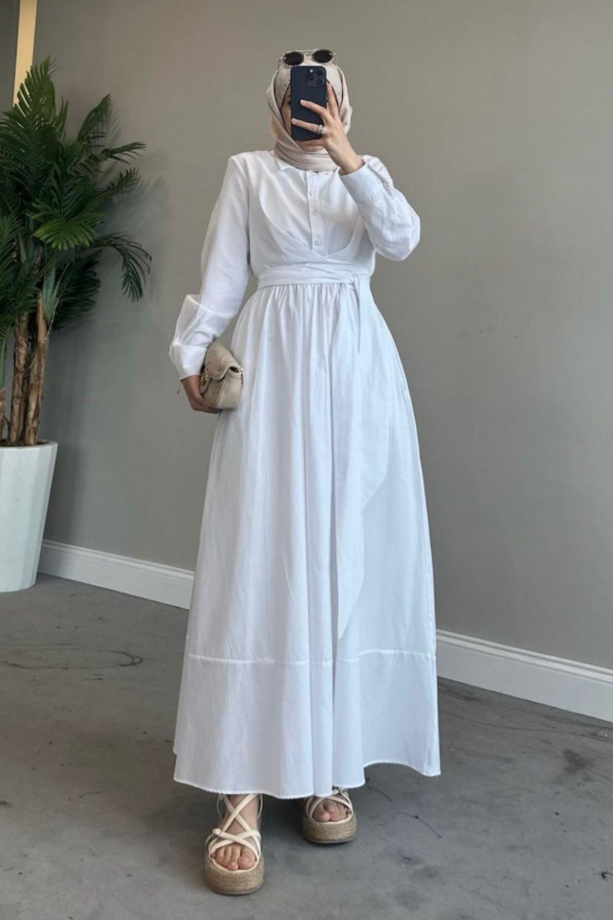 Zarif Bağlamalı Elbise Beyaz, Fiyatları 