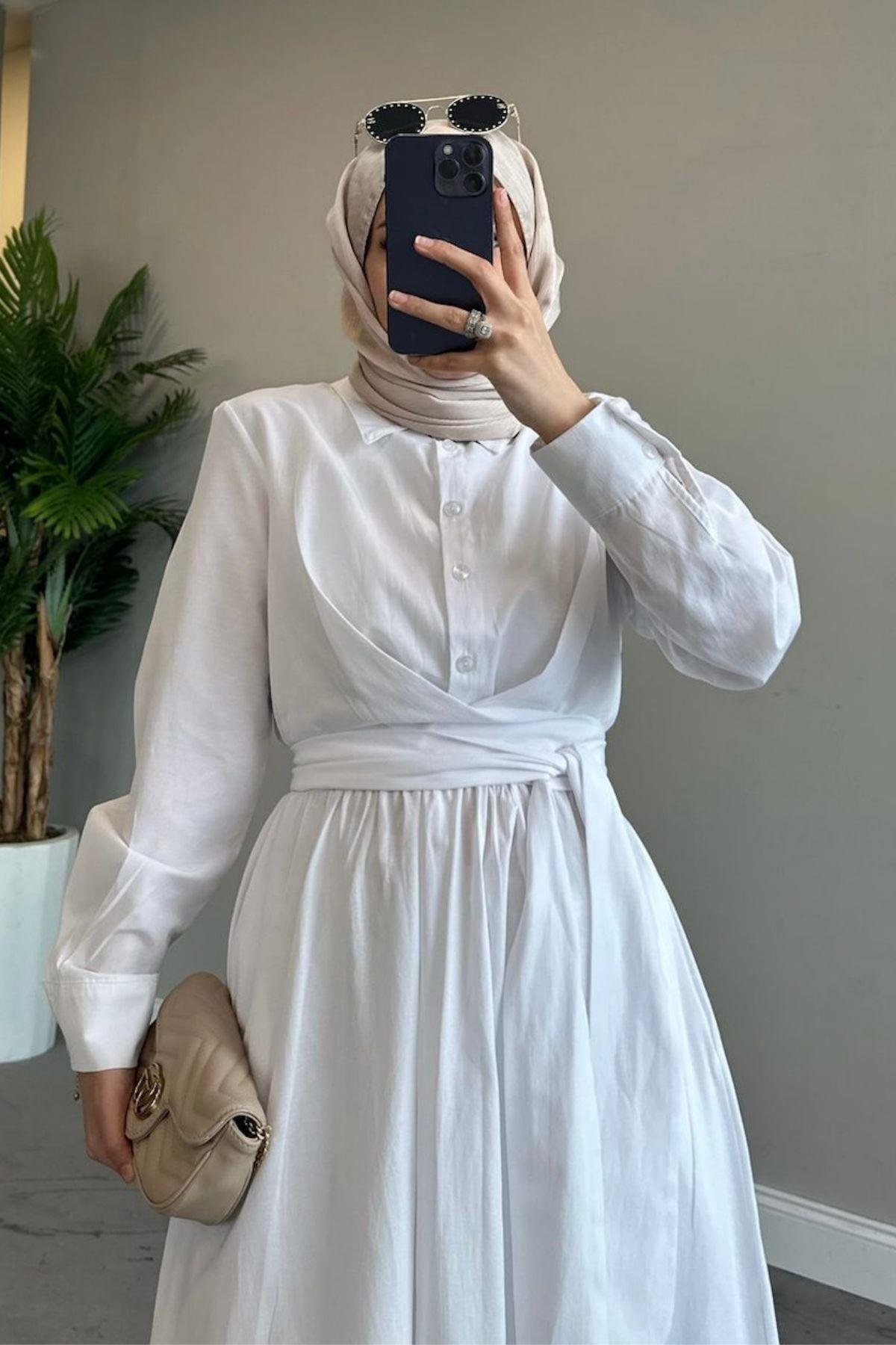 Zarif Bağlamalı Elbise Beyaz, Fiyatları 