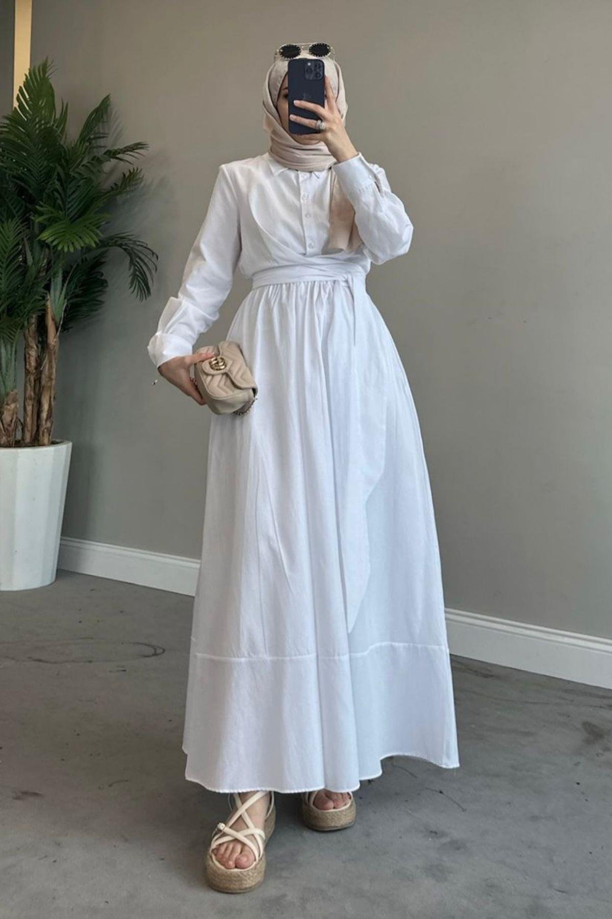 Zarif Bağlamalı Elbise Beyaz, Fiyatları 