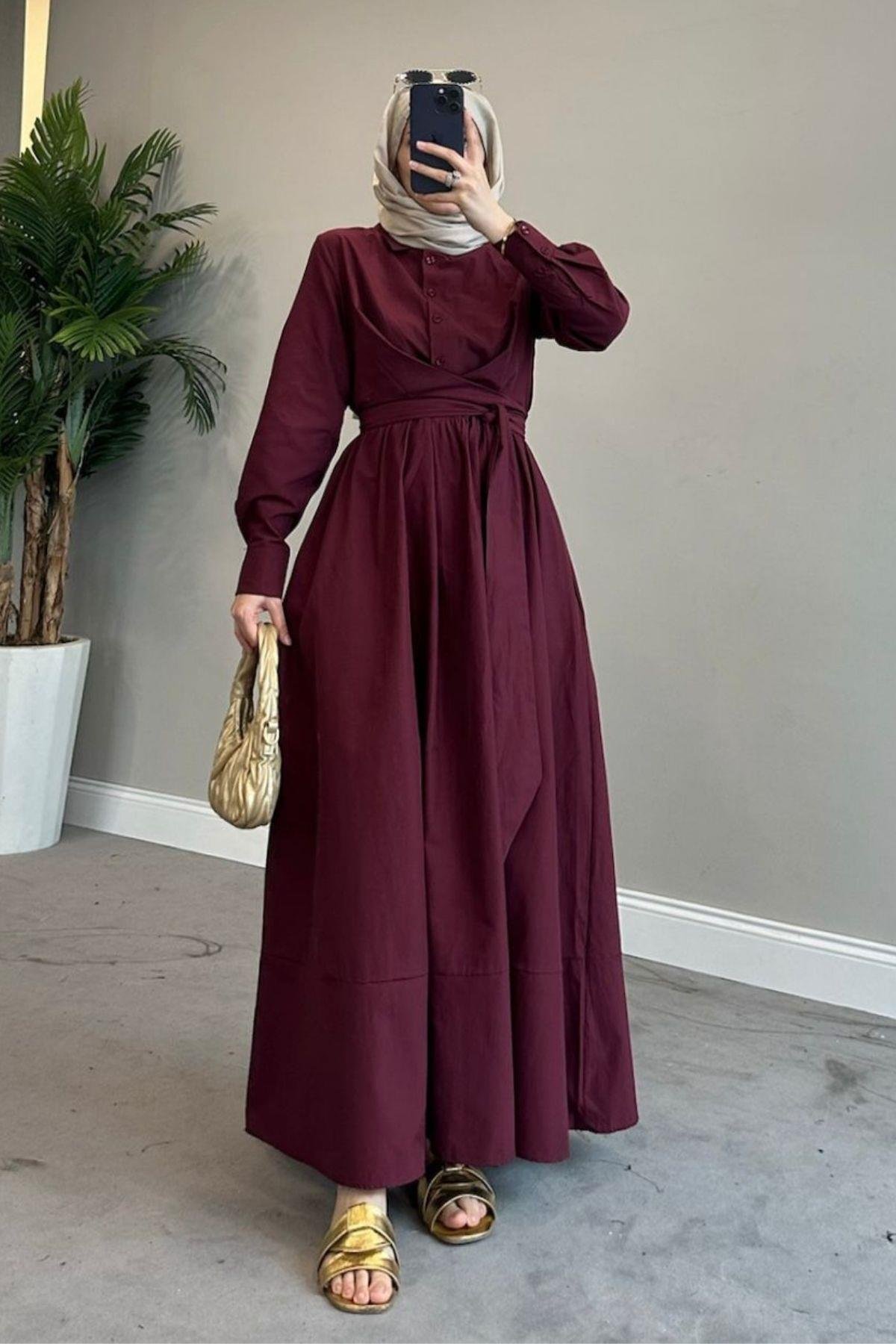 Zarif Bağlamalı Elbise Bordo, Fiyatları 