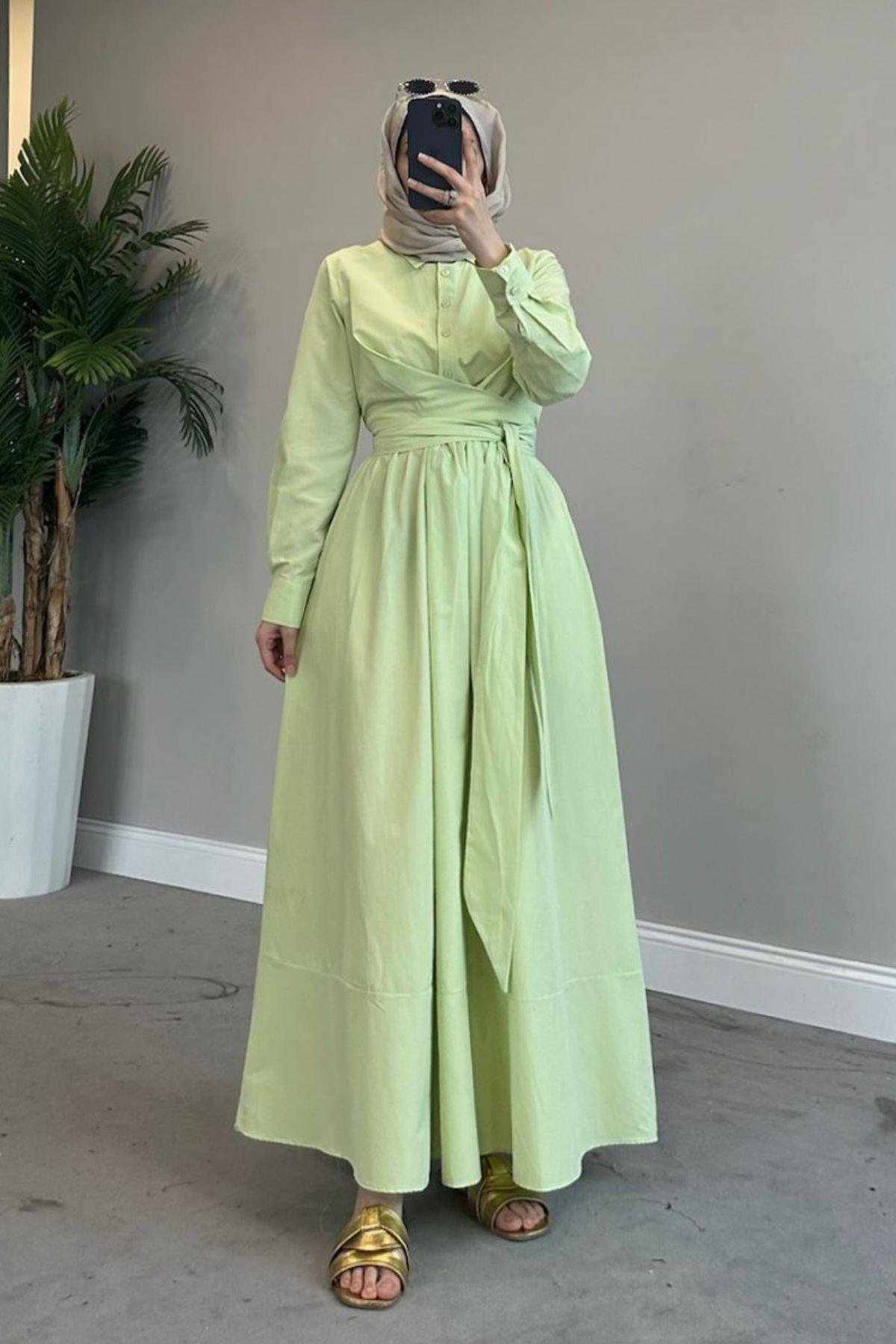 Zarif Bağlamalı Elbise Fıstıkyeşili, Fiyatları 