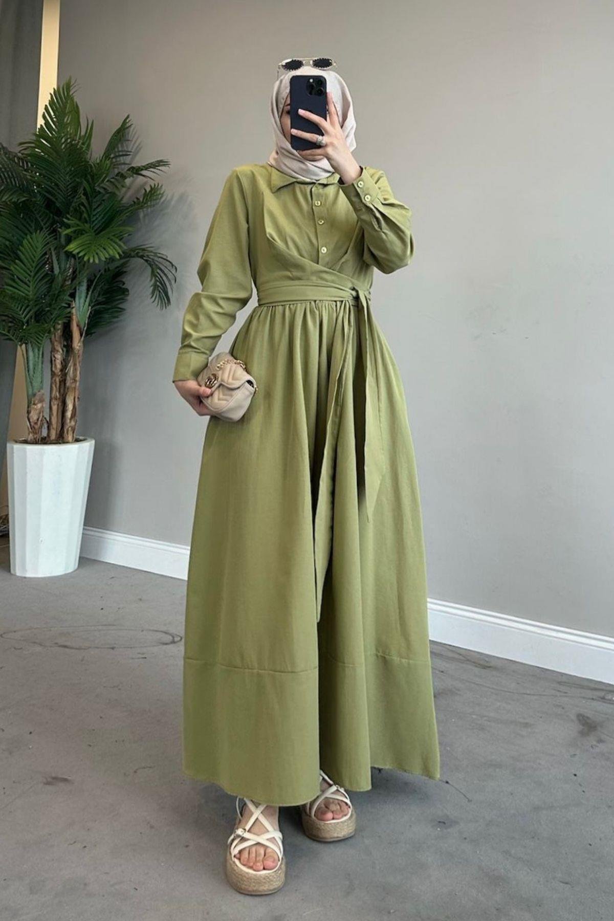 Zarif Bağlamalı Elbise Haki, Fiyatları 