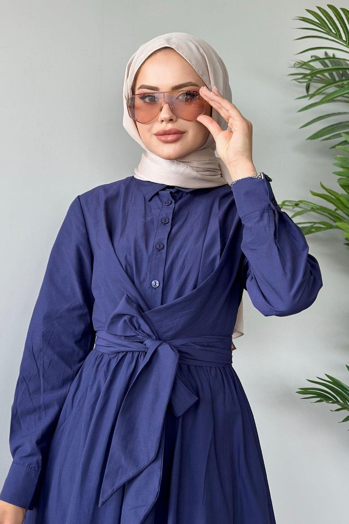 Zarif Bağlamalı Elbise Lacivert, Fiyatları 