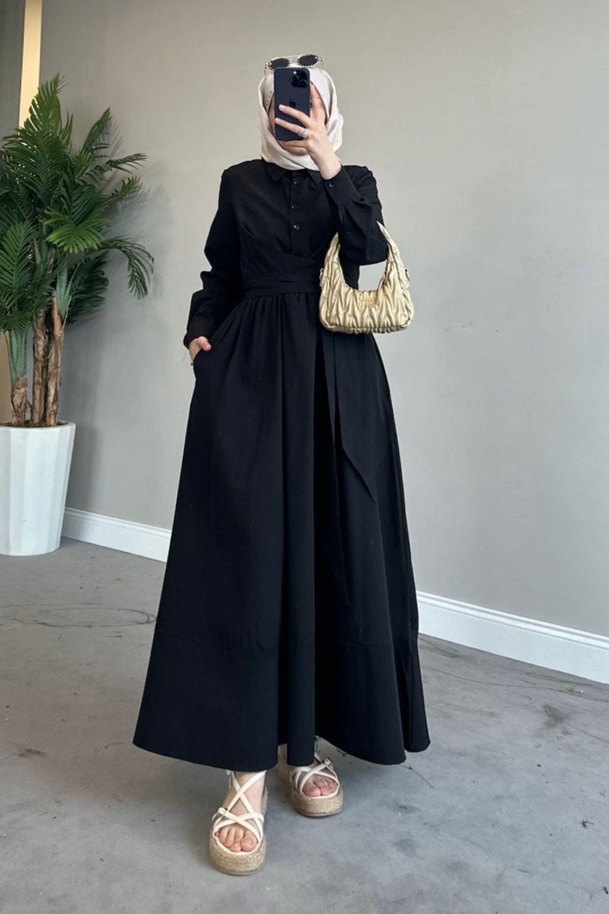 Zarif Bağlamalı Elbise Siyah, Fiyatları 