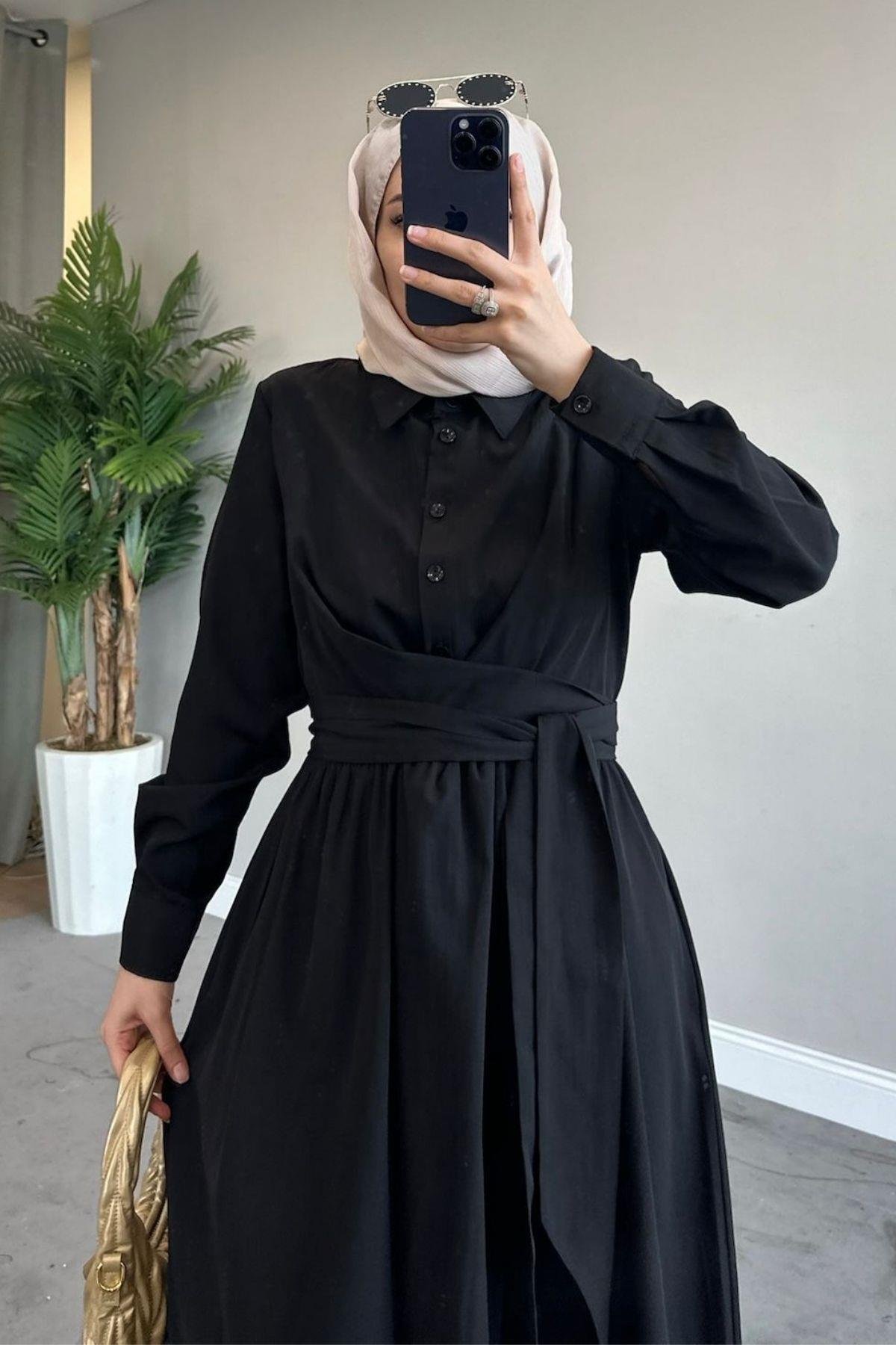 Zarif Bağlamalı Elbise Siyah, Fiyatları 